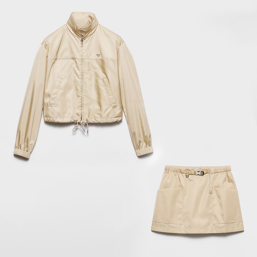 PRADA Desert Beige Re-nylon Blouson Jacket Miniskirt #378433