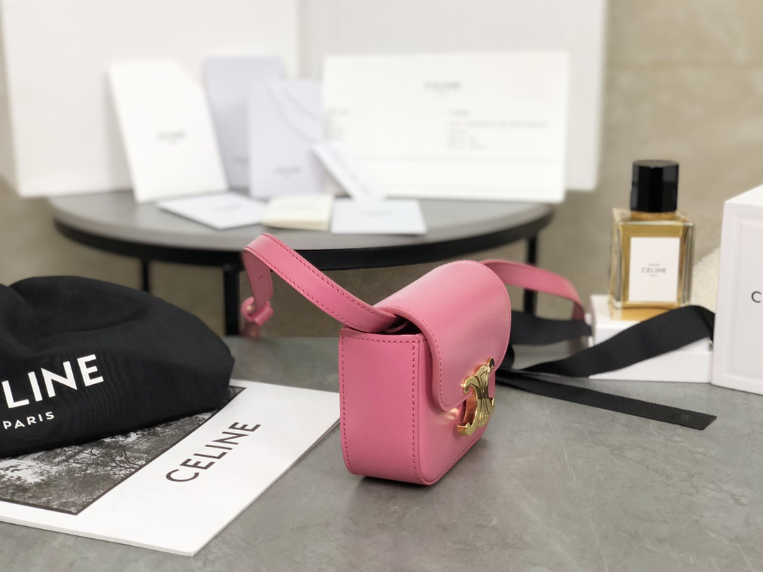 [TOP] CELINE Triomphe Mini Bag Cowhide 11x8x4cm - Pink - 711 Luxury