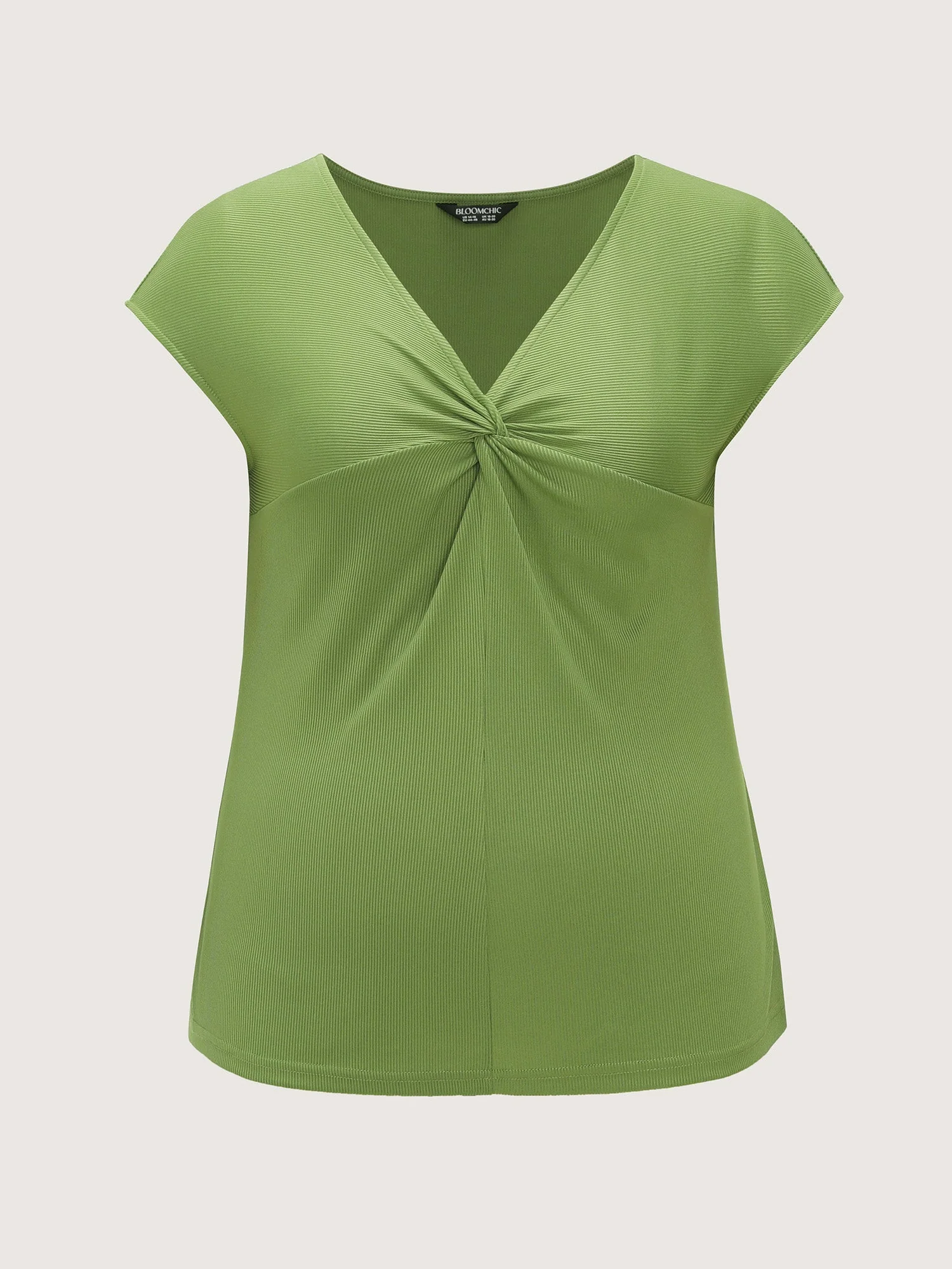 Stretchy Knotted Front Plain Knit Top