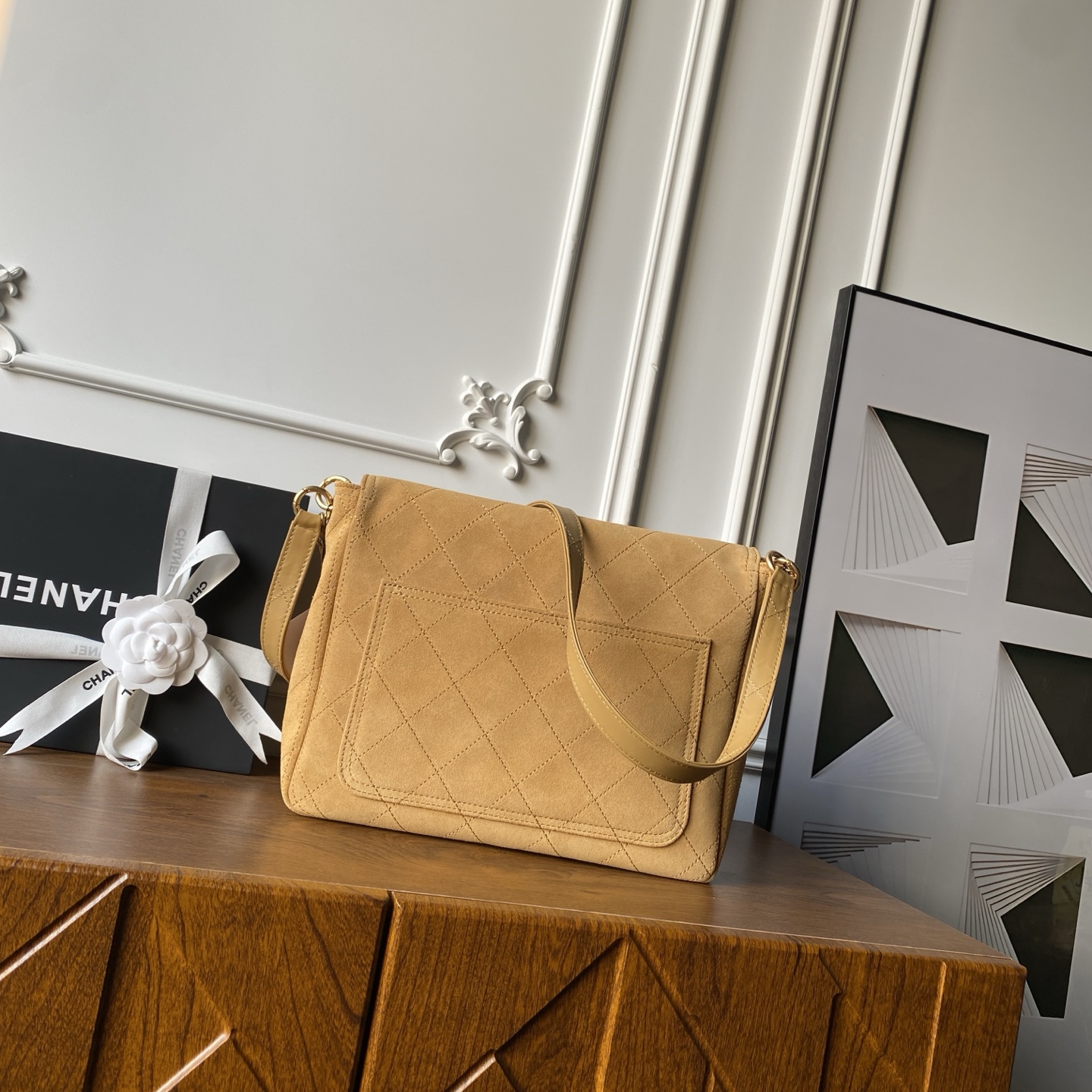 [TOP] CHANEL Suede Messenger Bag 24×30×8cm - Brown