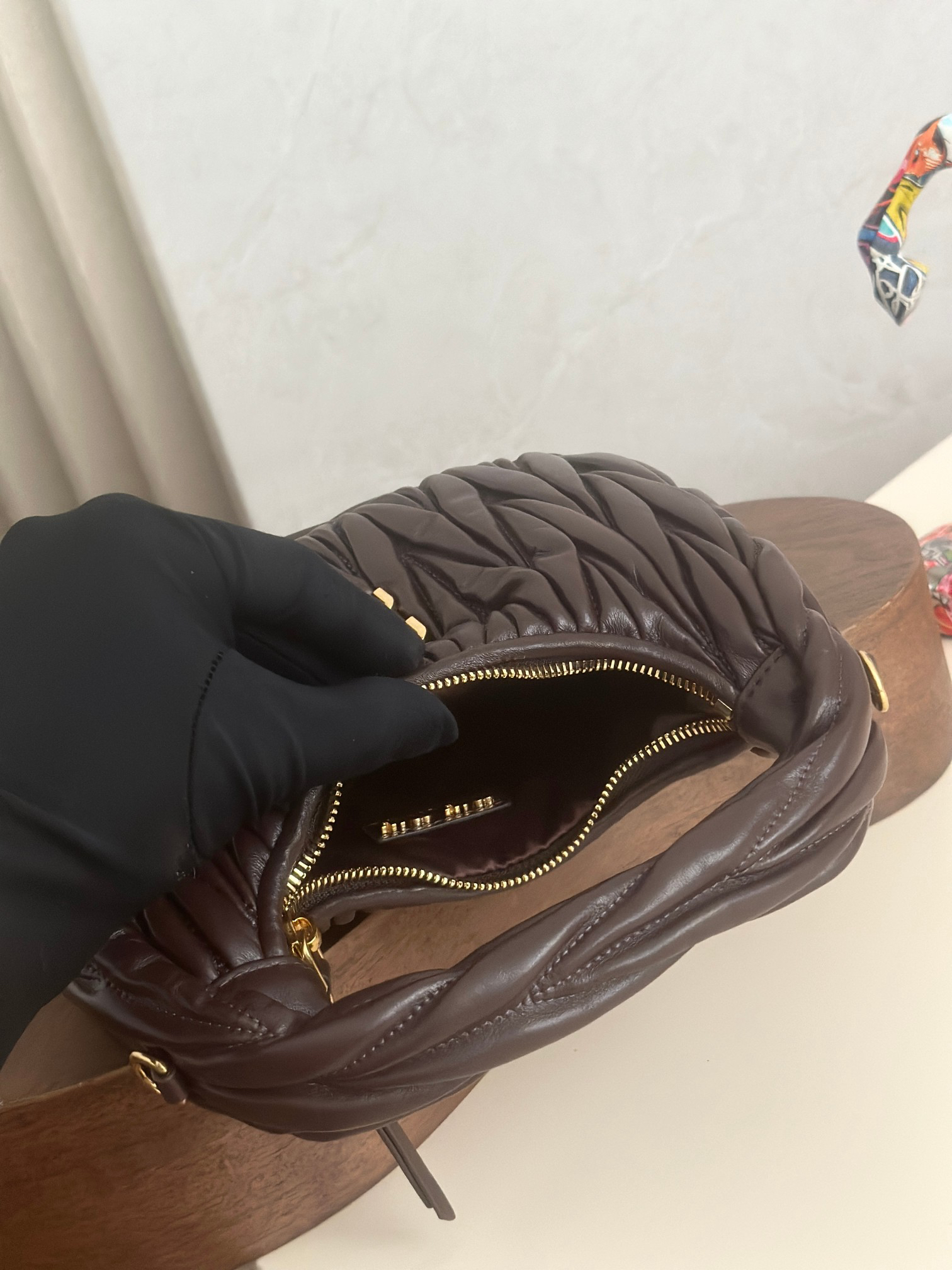 [TOP] Miu Miu MiuWander Bag Lambskin 20x17x6cm - Chocolate - 711 Luxury