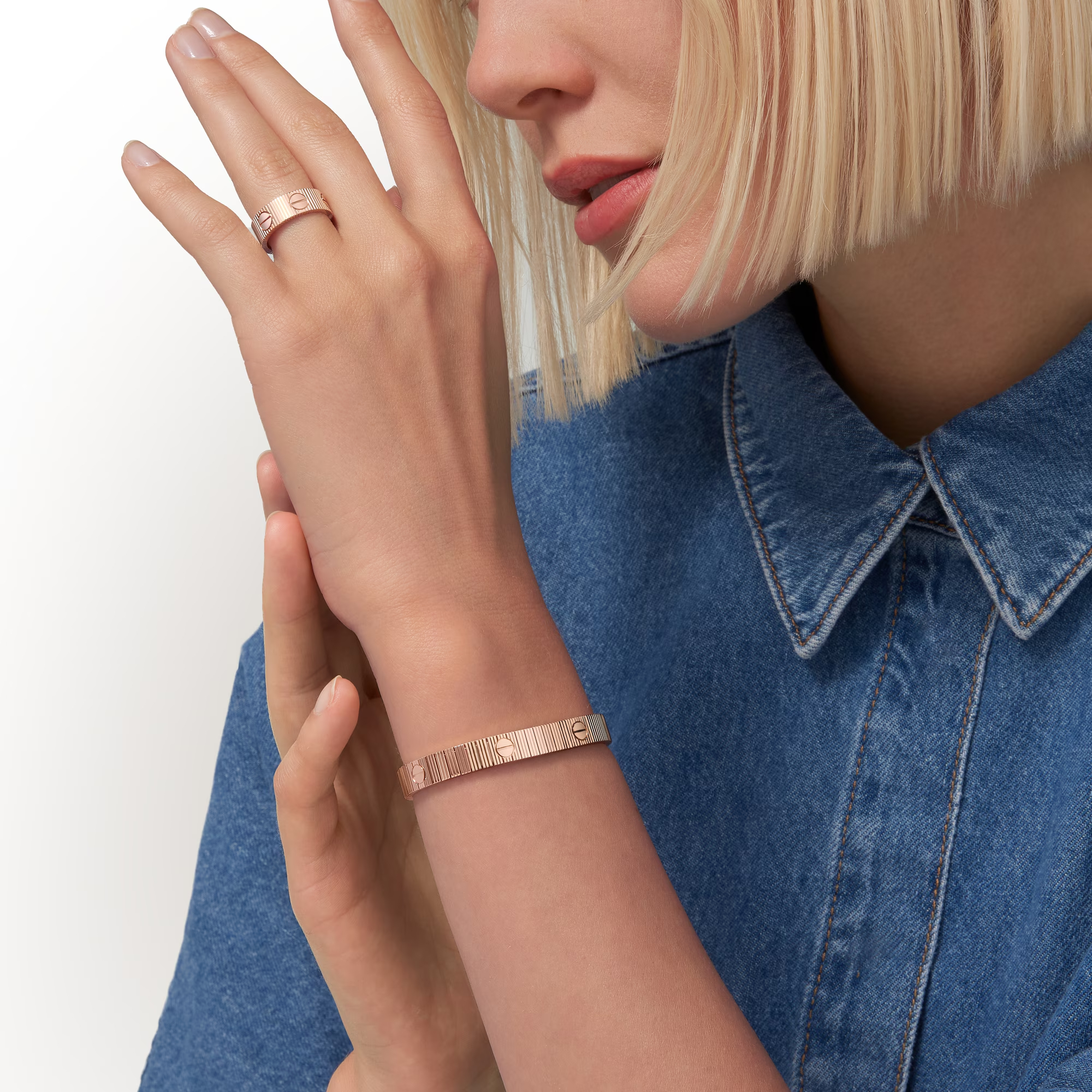 Carty Love Stripe Bracelet, Rose Gold, Flexible