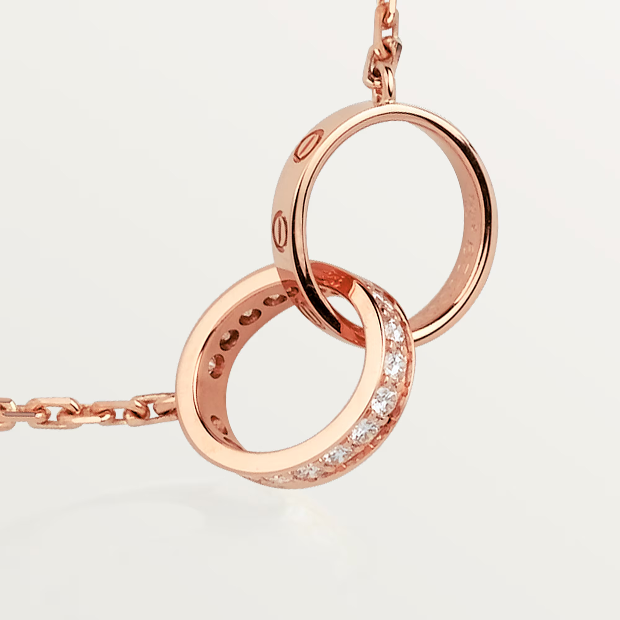 Carty Love Luna Loop Necklace, Rose Gold, Half-Paved