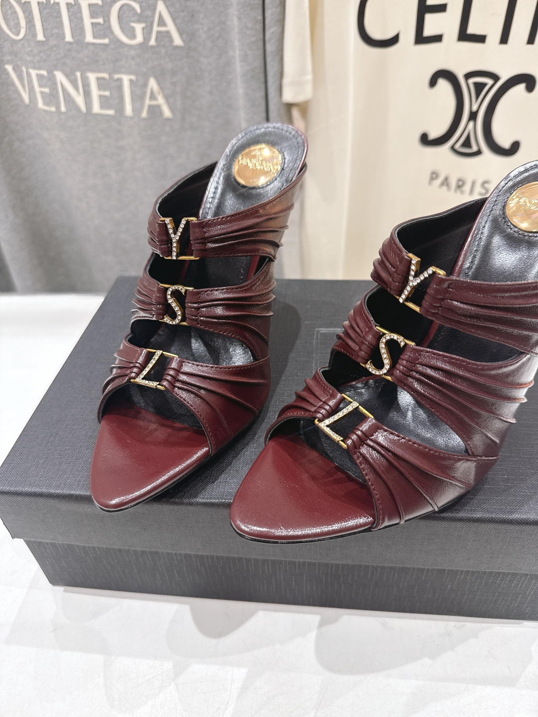 [TOP] Yves Saint Laurent YSL 10cm High Heel Slides - 3 Colours