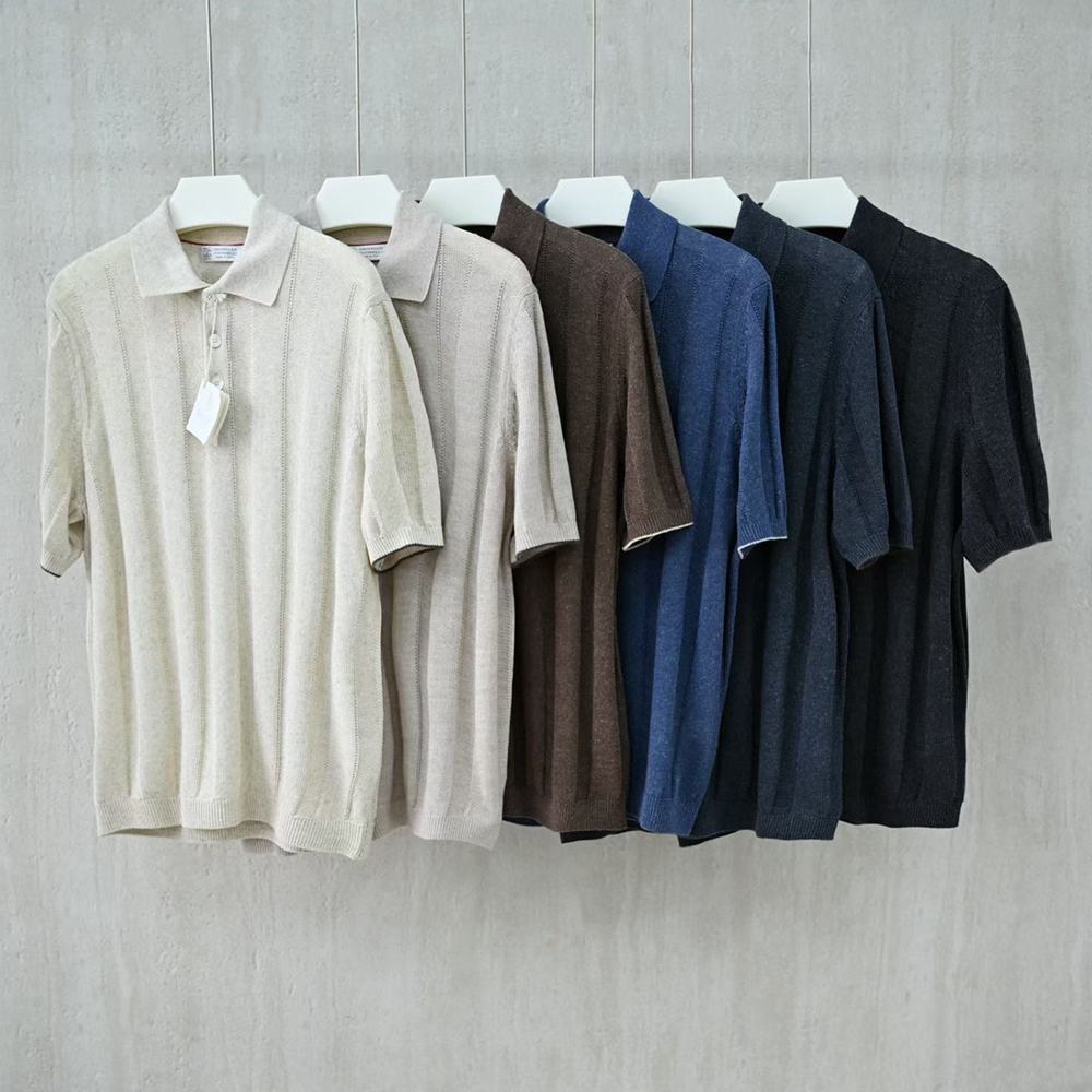 Brunello Cucinelli Men's Knitted Short Sleeve Polo #383644
