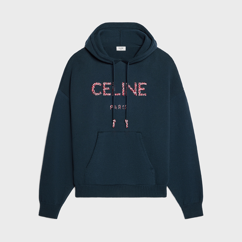 Celine navy Clothing CELINE COTTON HOODED SWEATER NAVY #378546 | Nigo Office