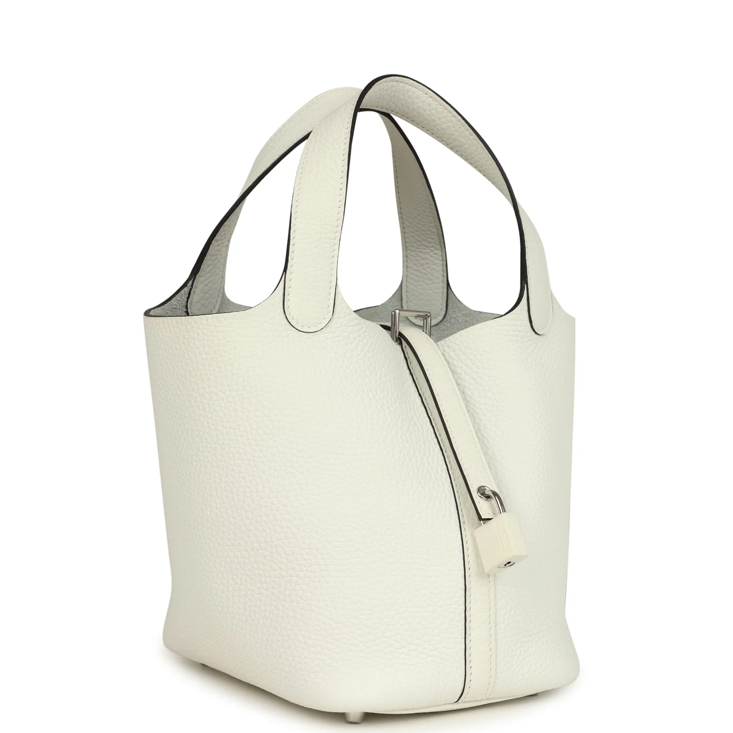Hermes Picotin Lock  New White Clemence Palladium Hardware