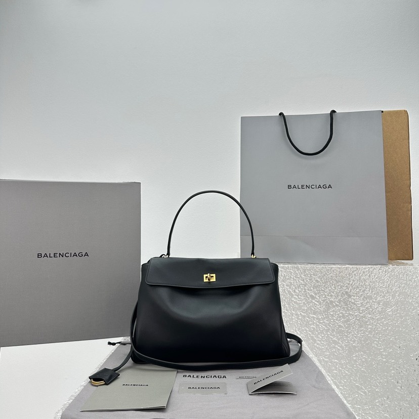 [TOP] BALENCIAGA Rodeo Bag 35x23x11cm - Black & GHW - 711 Luxury