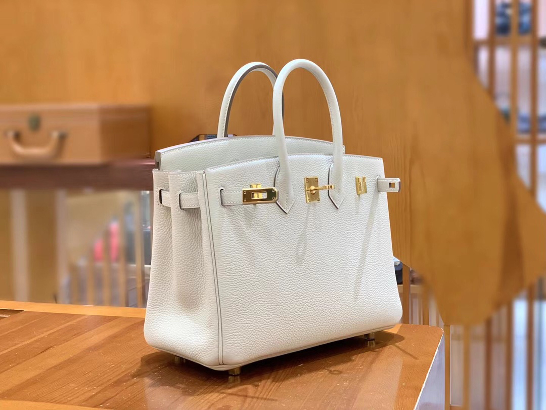 [TOP] HERMES Birkin Togo Leather 25cm - Craie & GHW