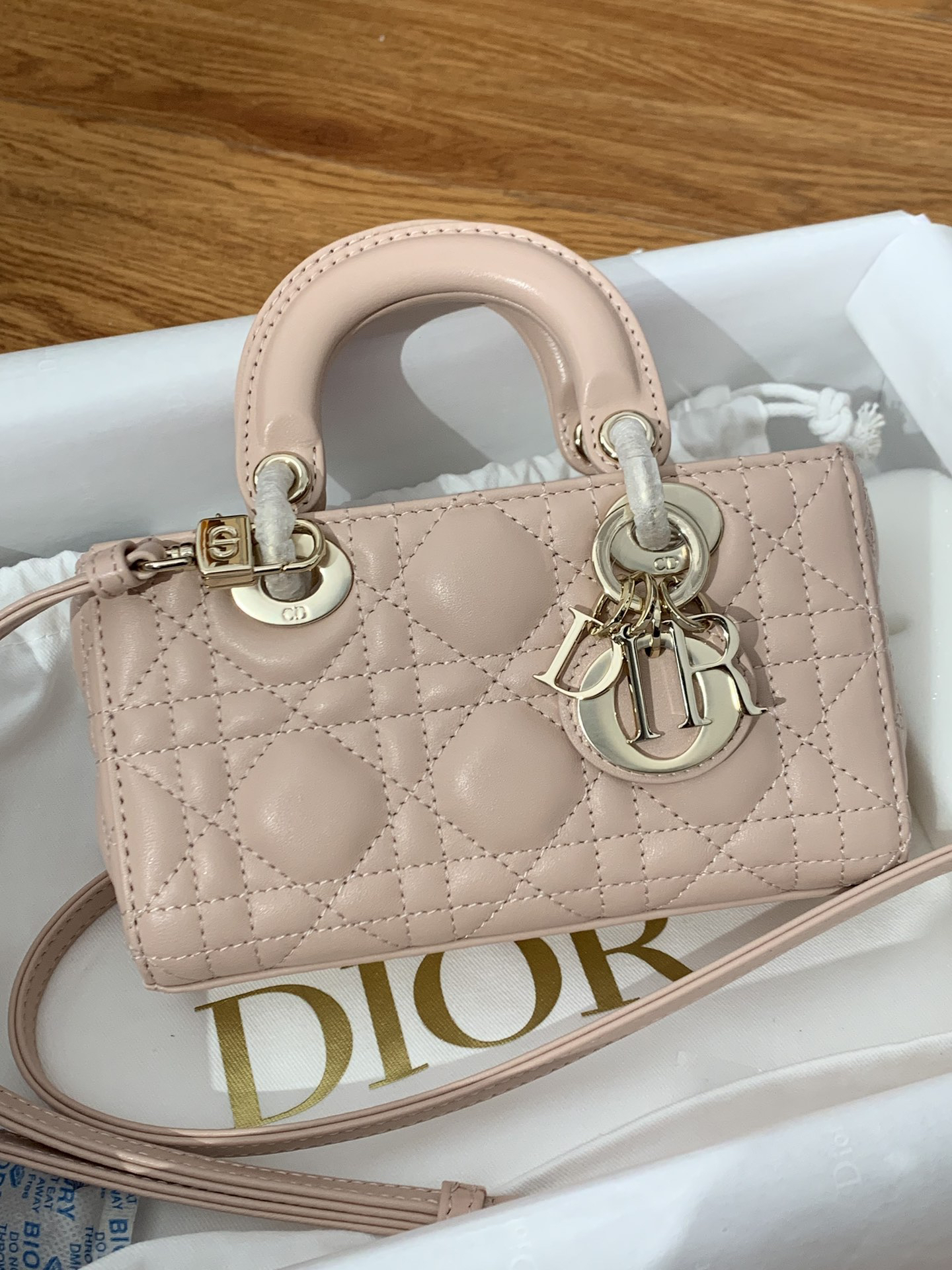 [TOP] Christian Dior Lady D-Joy Bag 16x9x5cm - Pink