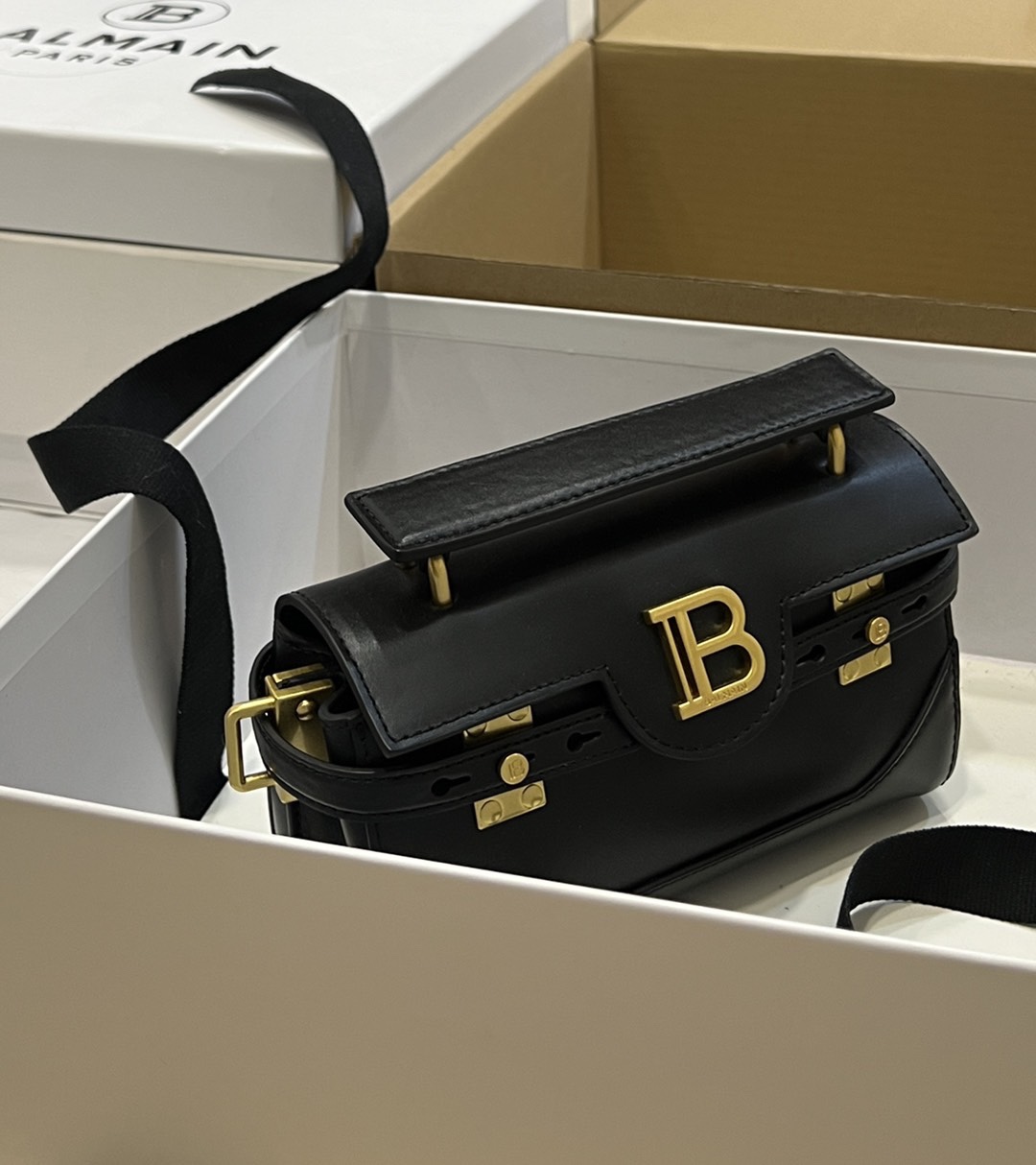 [TOP] BALMAIN Cowhide Bag 19*12*7.5 CM - Black - 711 Luxury