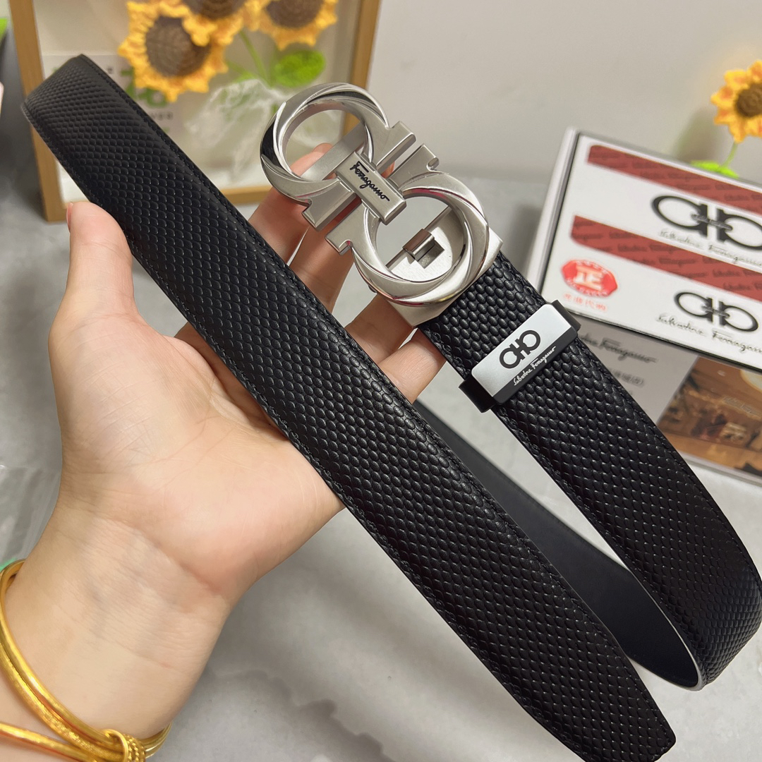 [TOP] Ferragamo Men's Belt 3.5cm - Black - 711 Luxury