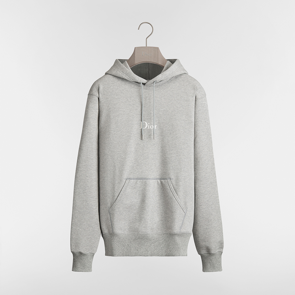 DIOR Hooded Sweatshirt with Dior Embroidery Relaxed Fit Black Cotton Fleece #387332