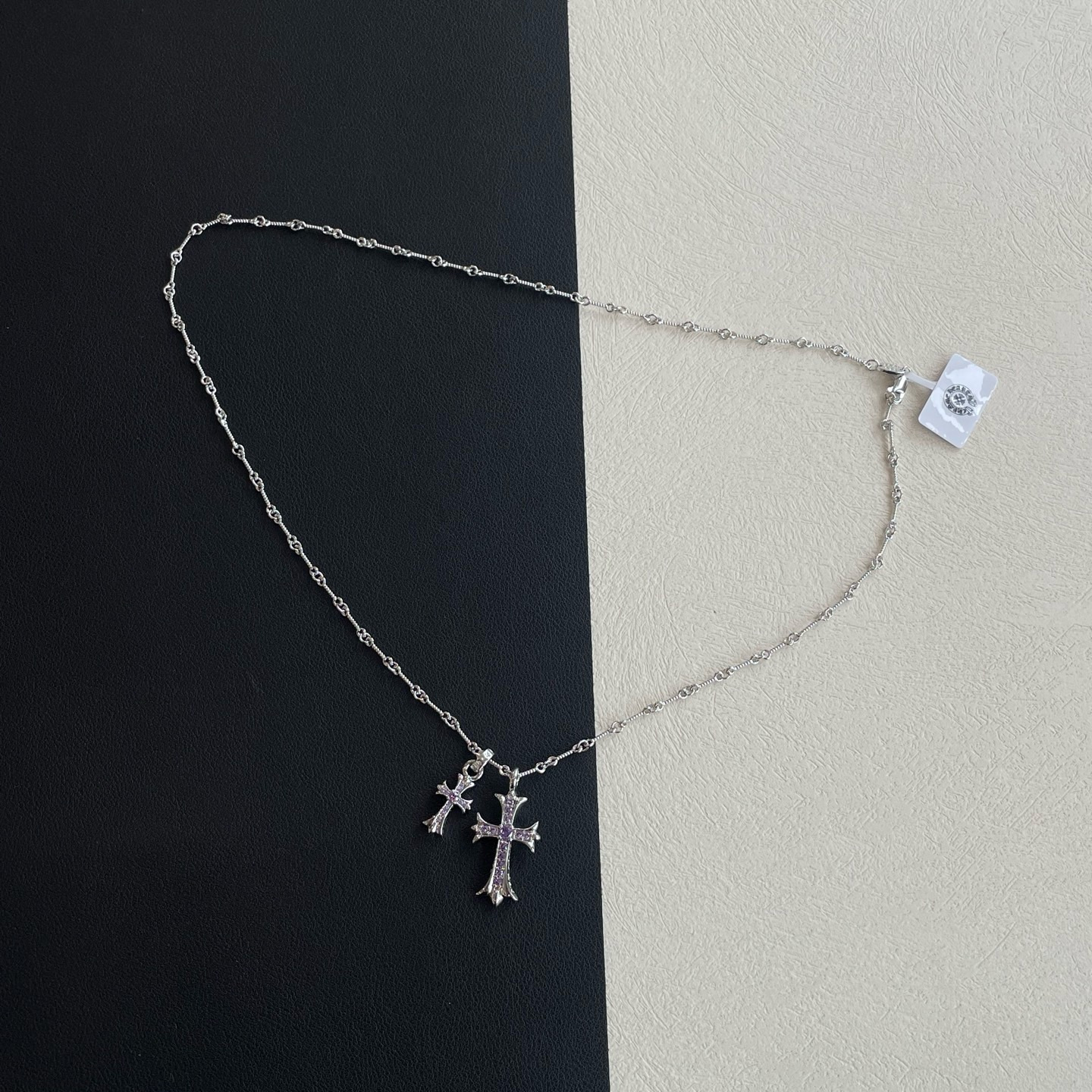 Chrome Hearts Jewelry Chrome Hearts Double Cross Diamond Necklace 55CM#388331 View 2 | Nigo Office