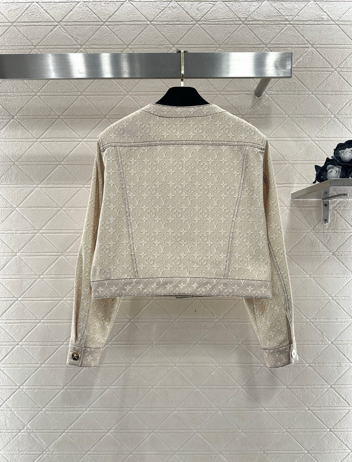 [TOP] Louis Vuitton LV Printed Denim Jacket - Apricot