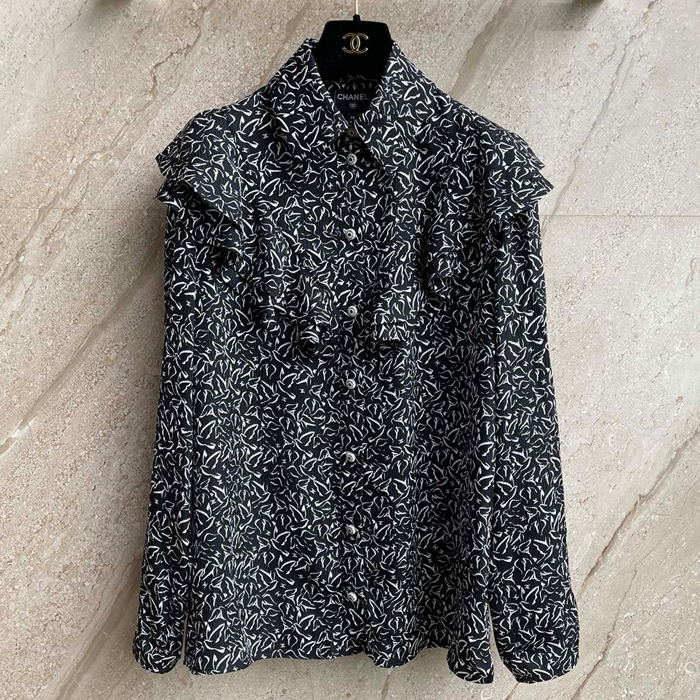 Chanel Clothing Chanel Silk Dove Print Shirt #378959 | Nigo Office