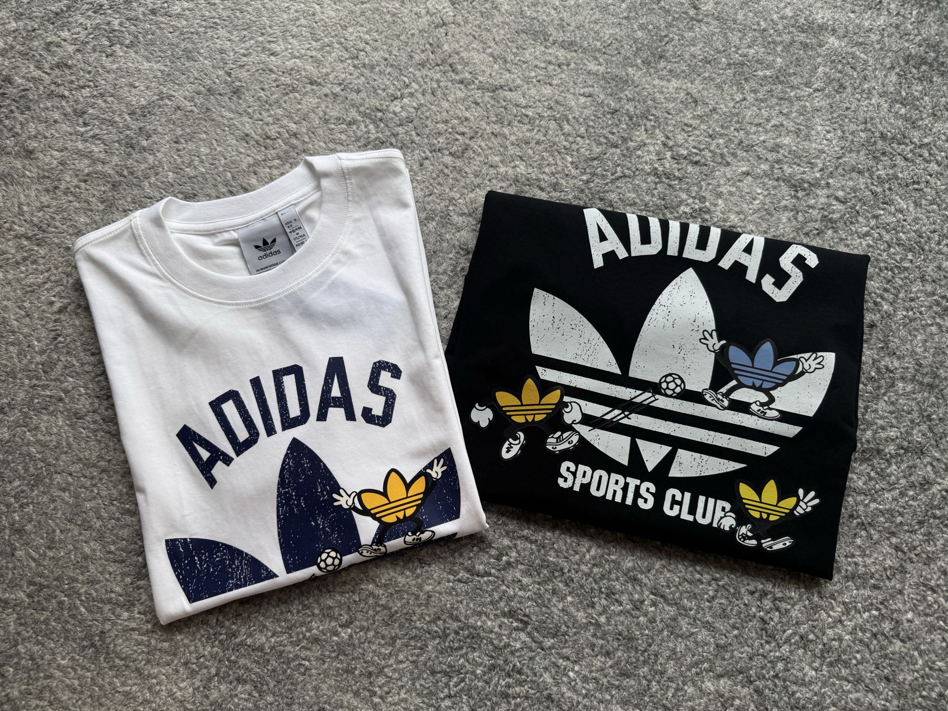 Adidas Unisex Kids Short Sleeve T-Shirt Vintage Cartoon Soccer Trefoil Sports Club Cotton Tee Full Tags Sizes 90-160 Boys Girls Summer Casual Sports Top