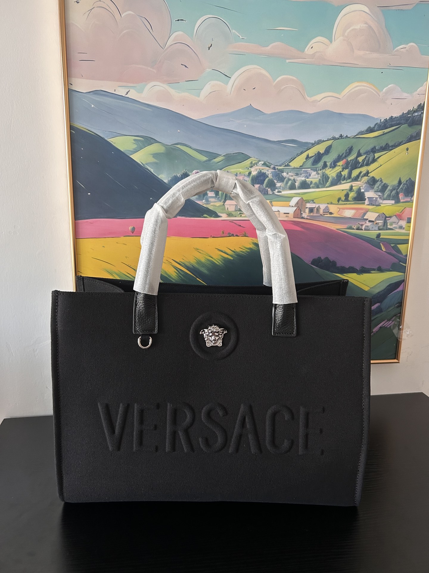 [TOP] VERSACE Denim Tote Bag 40x16x29cm - Black - 711 Luxury