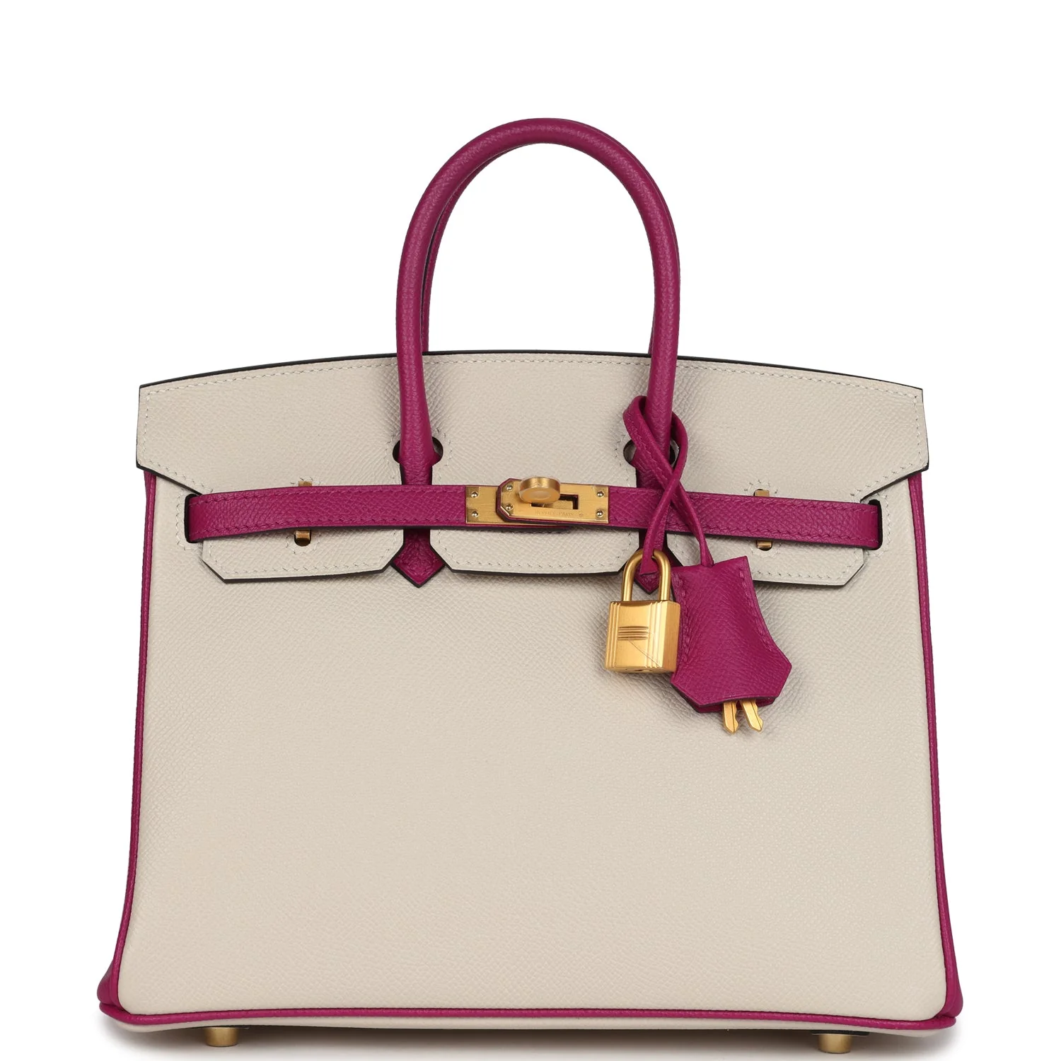 Hermes Special Order (HSS) BirkinCraie and Rose Pourpre Epsom Brushed Gold Hardware