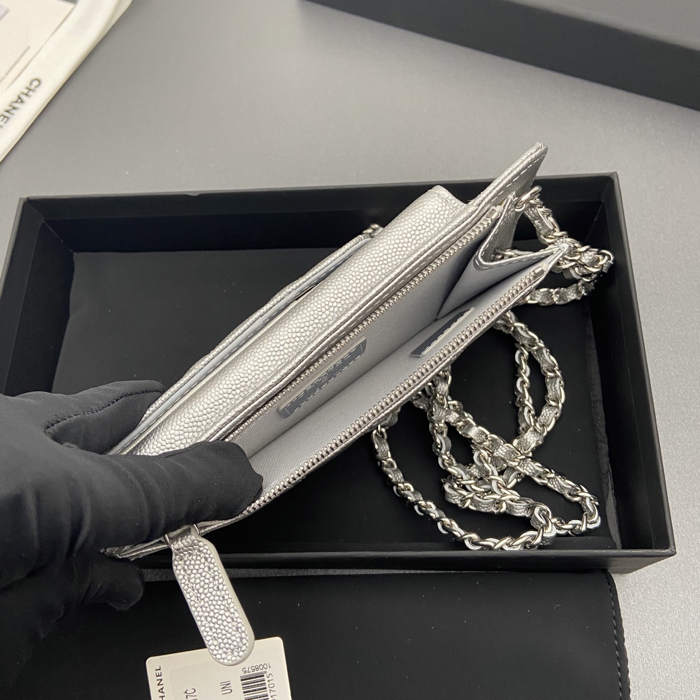 [TOP] CHANEL Phone Bag 18.5-9-3cm - Grey