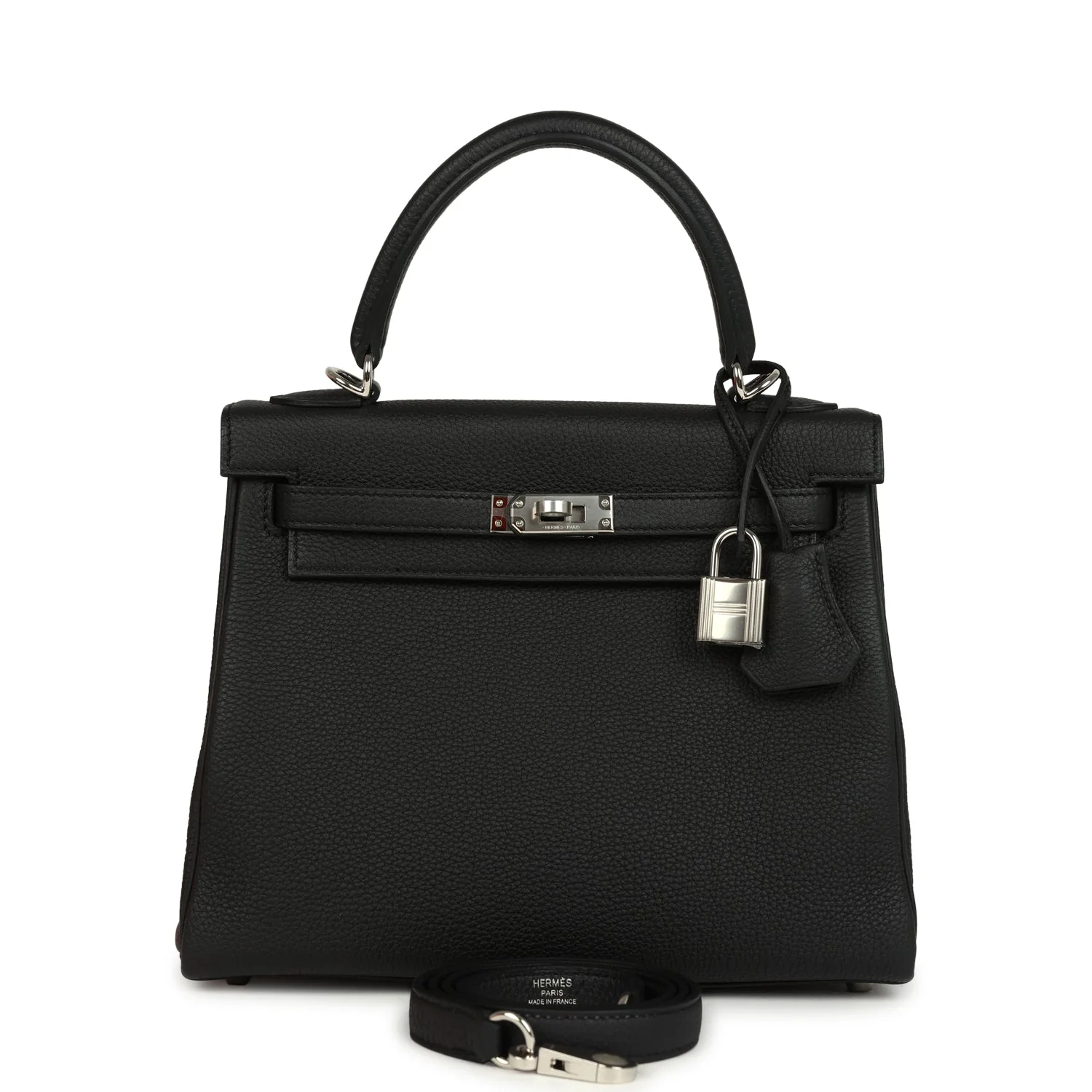 Hermes Kelly Retourne  Black Togo Palladium Hardware