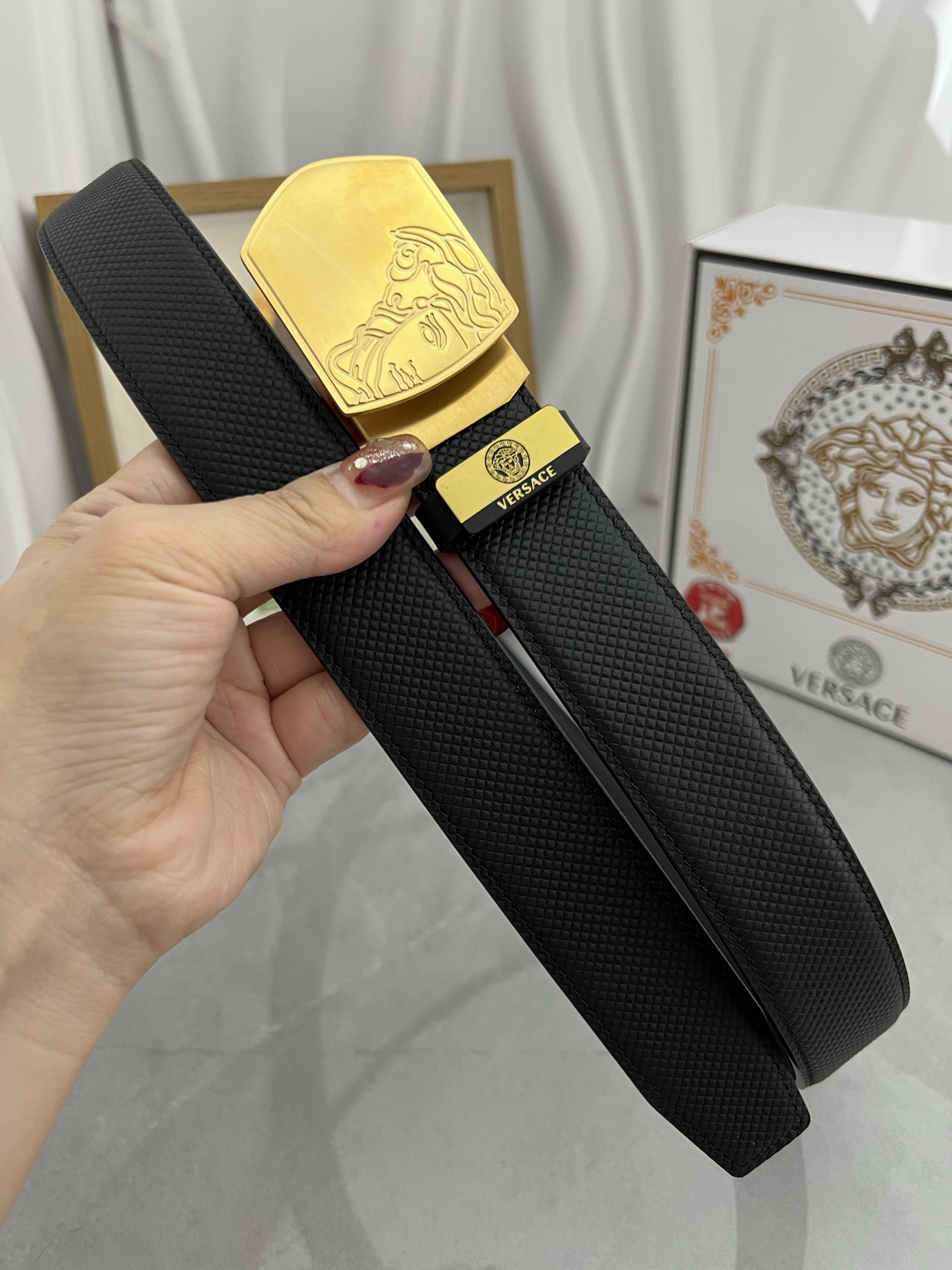 [TOP] VERSACE Men's Belt 3.5 cm - Black - 711 Luxury