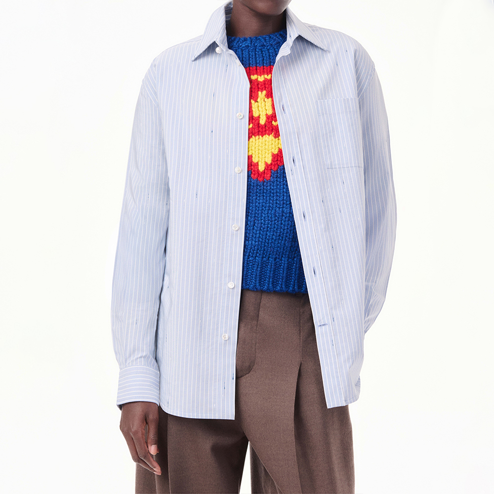 CHANEL Shirt Cotton Sky Blue #388655