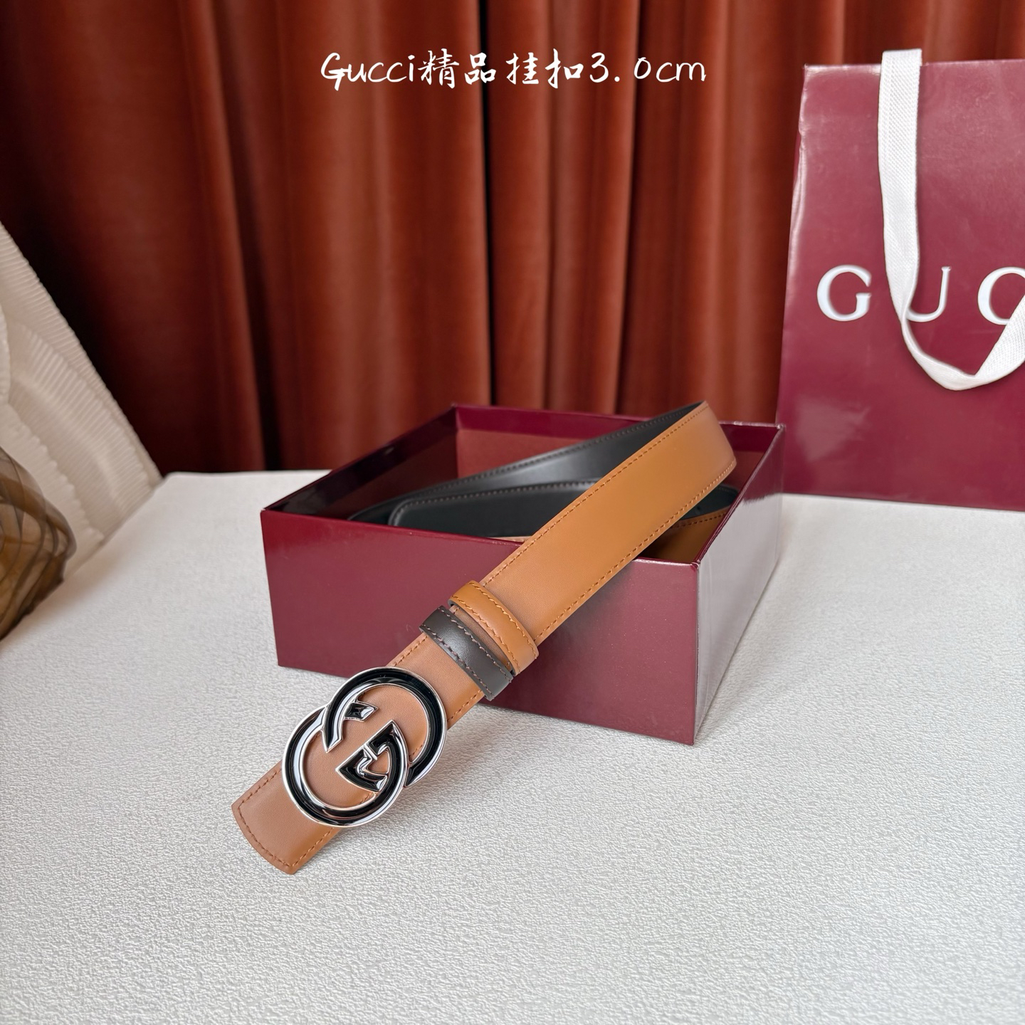 [TOP] GUCCI Belt 3 cm - Caramel - 711 Luxury
