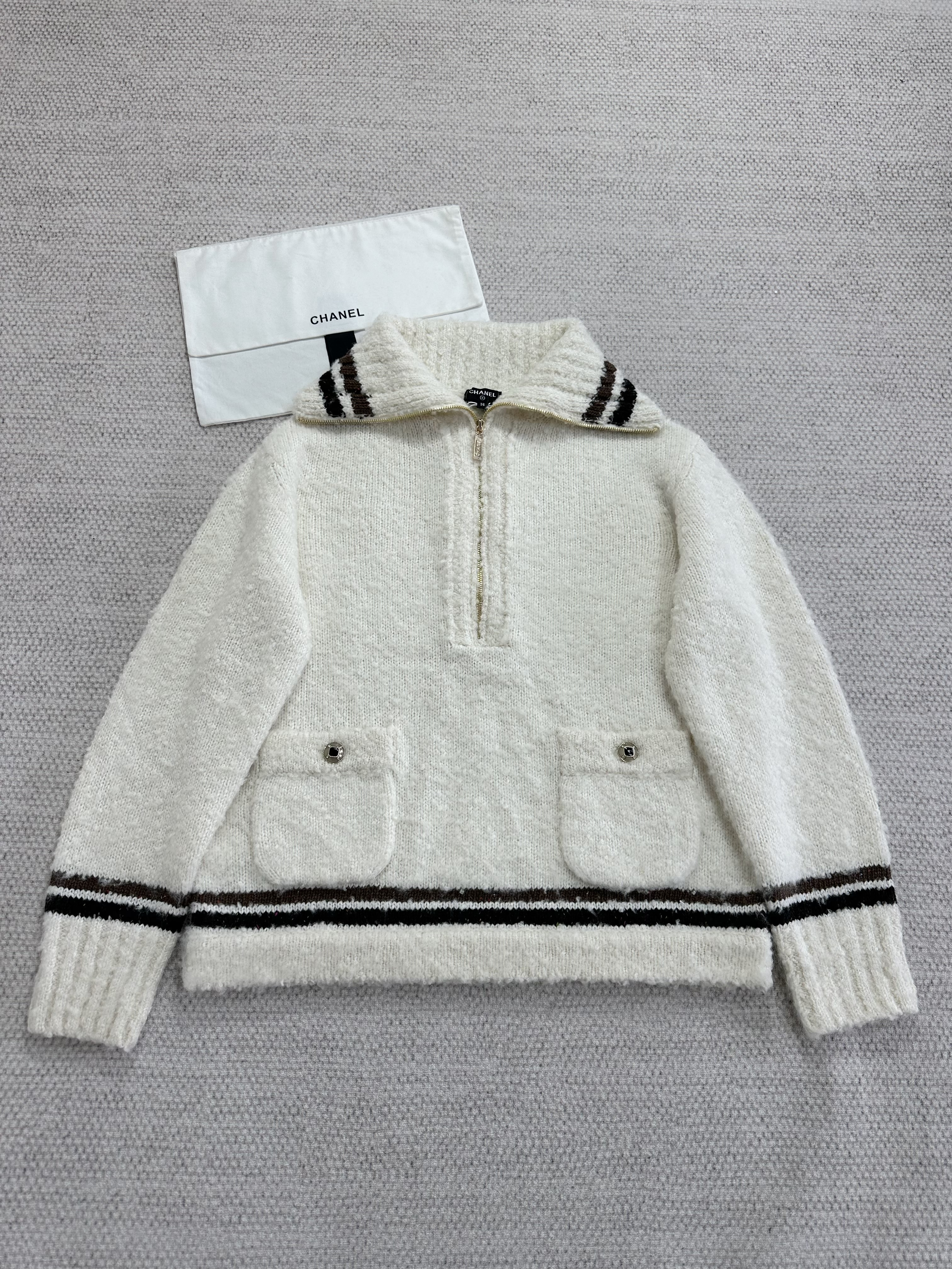 NIGO Chanel Sweater Cashmere Alpaca White Brown #nigo376477 - 2