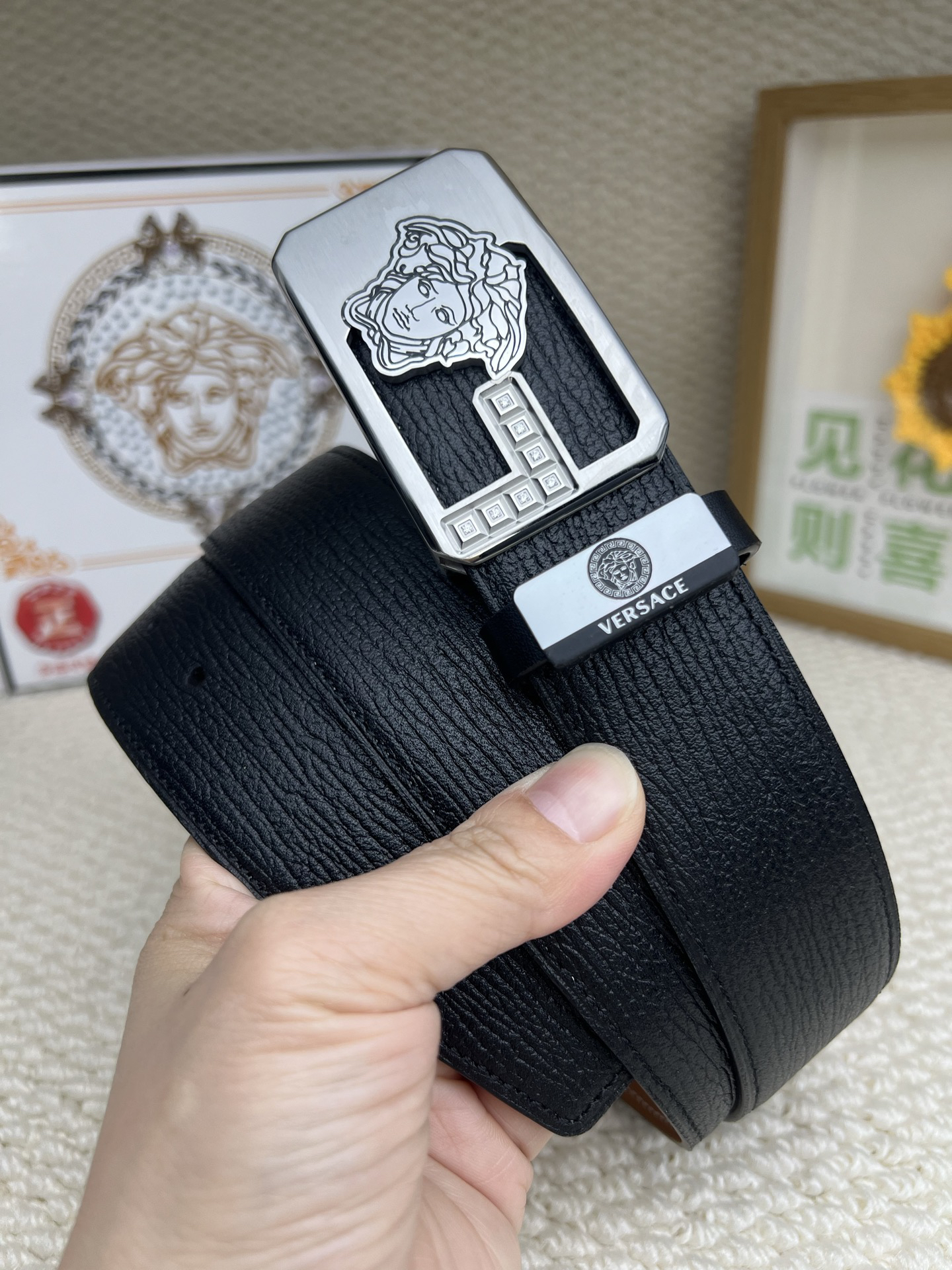 [TOP] VERSACE Men's Belt 3.8 cm - Black - 711 Luxury