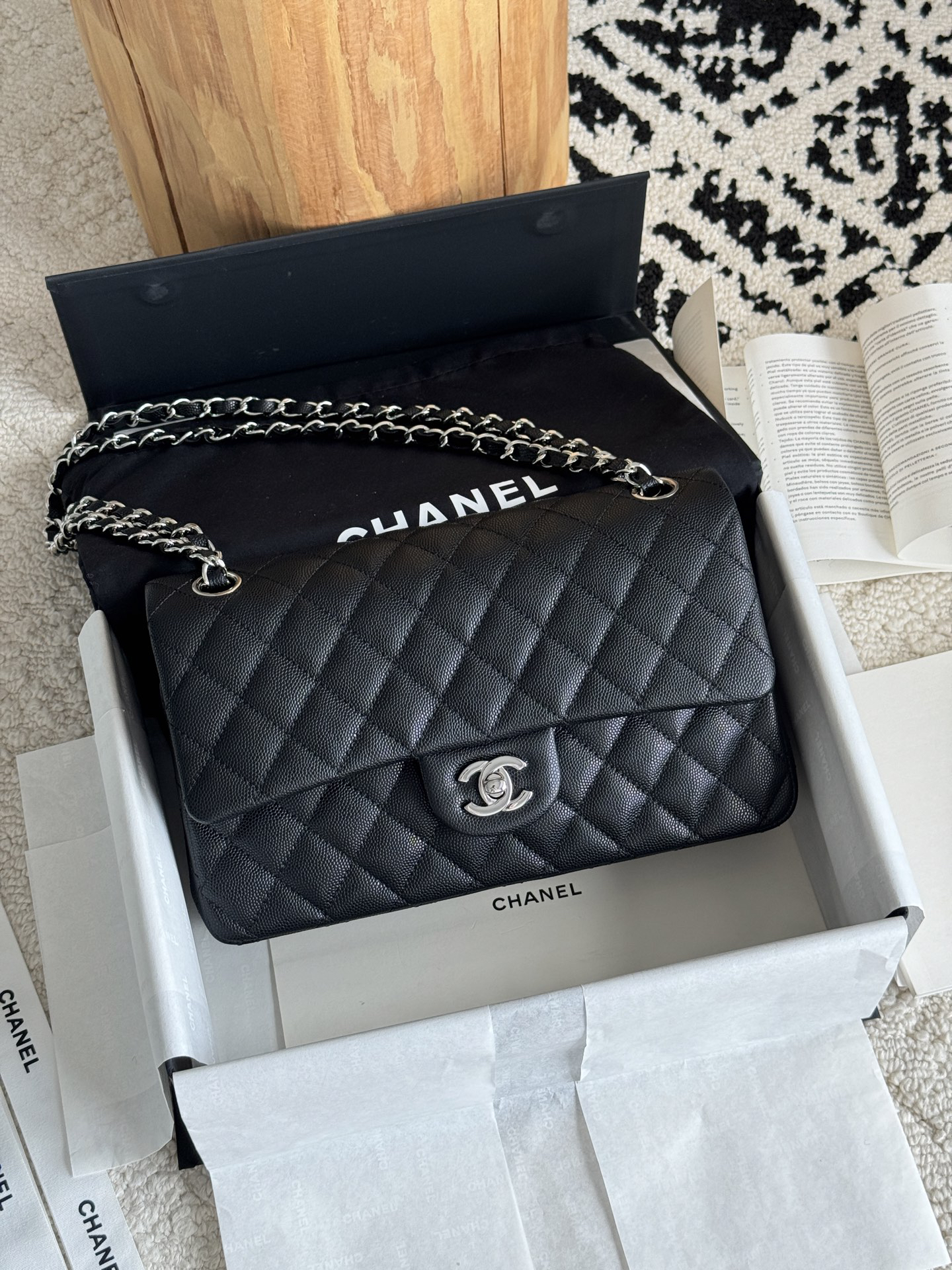 [TOP] CHANEL Classic Flap Bag Caviar 25.5cm - Black & SHW - 711 Luxury