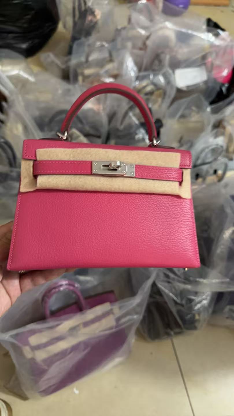 [TOP] HERMES Mini Kelly  Goatskin Leather 19cm -  Pink & SHW