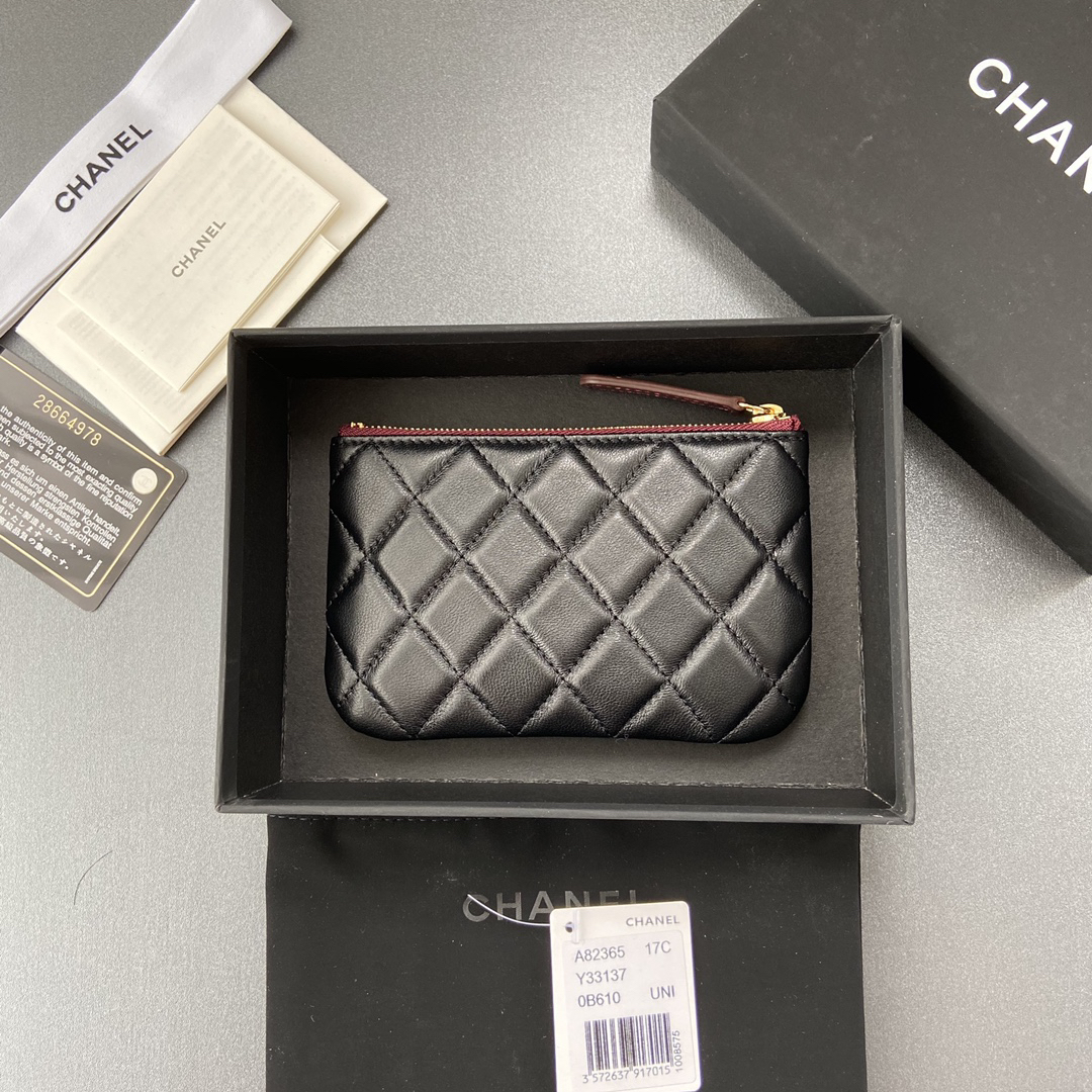 [TOP] CHANEL Sheepskin Wallet 15cm - Black - GHW - 711 Luxury