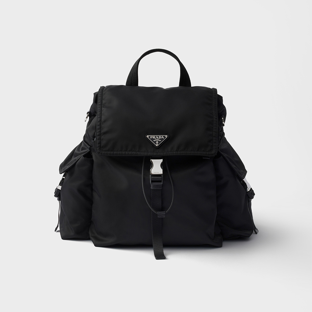 PRADA Black Prada Explore Re-nylon And Leather Backpack #378298