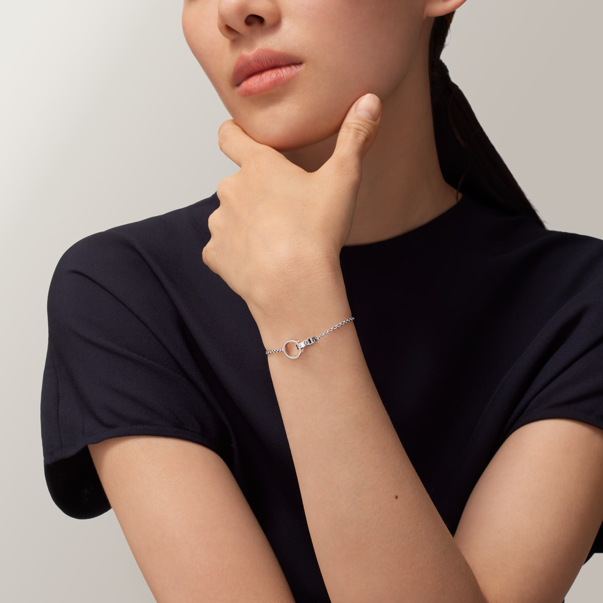 Carty Love Luna Loop Bracelet, White Gold, Chain