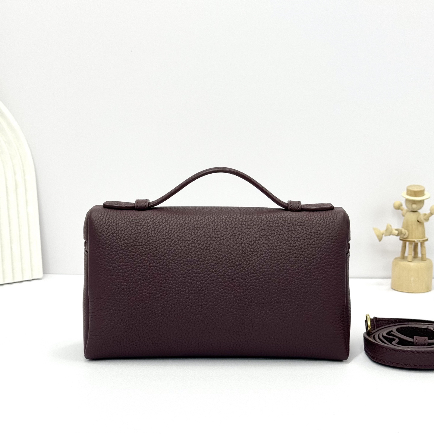 [TOP] Loro Piana Extra Bag Calfskin 11x19x6.5cm - Dark Red - 711 Luxury