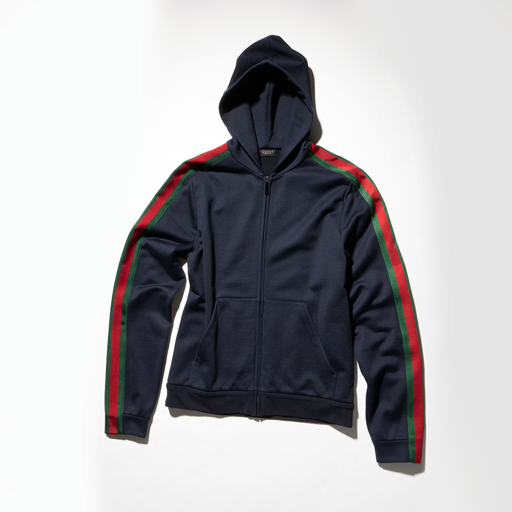 Gucci blue Clothing GUCCI Silk Cotton Jersey Zip Jacket and Pants with Web in dark blue #393508 View 2 | Nigo Office
