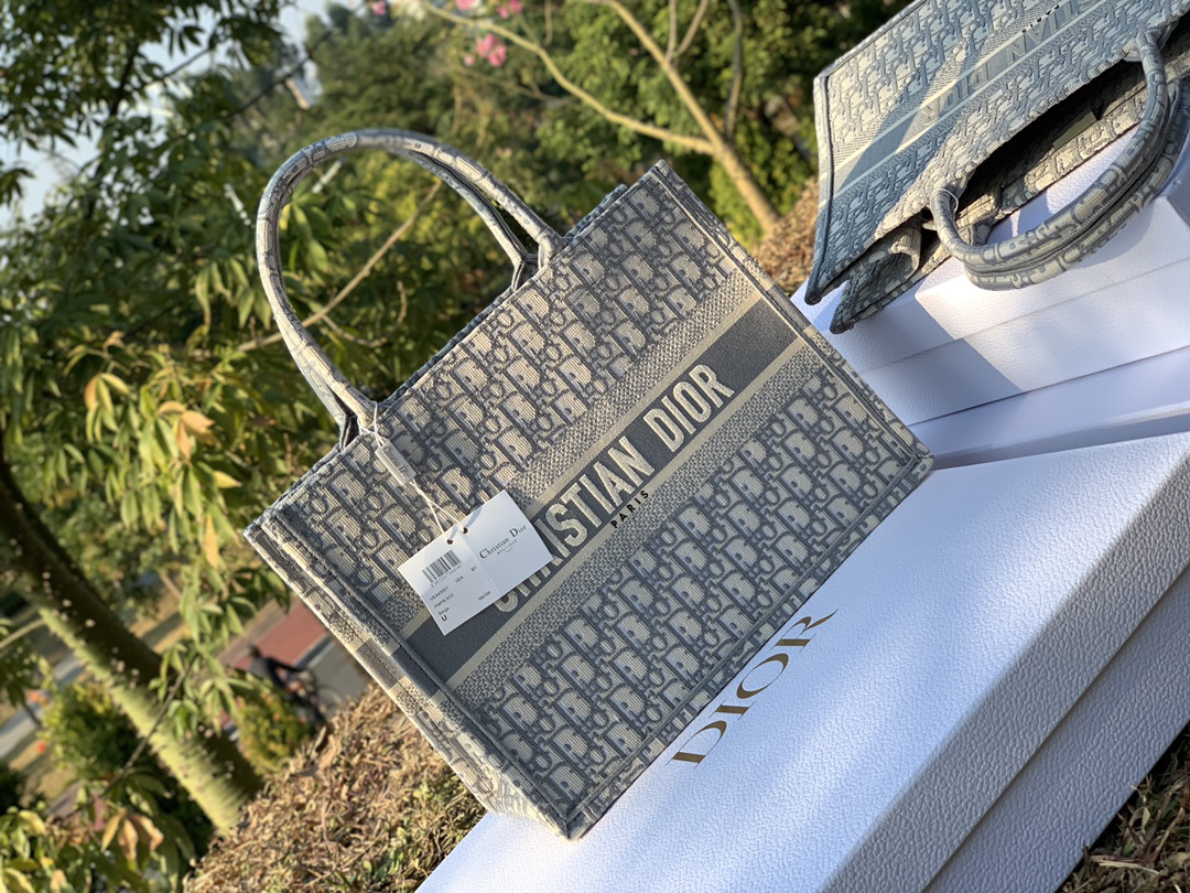 [TOP] Christian Dior Book Tote Bag 36.5x28x17.5cm - Gray