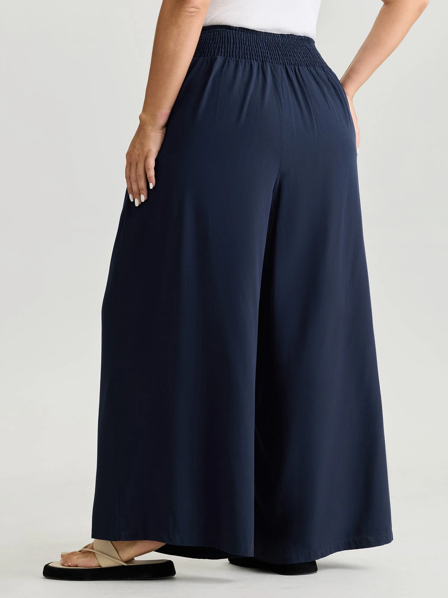 Wide Cross-Tie Waistband Pants