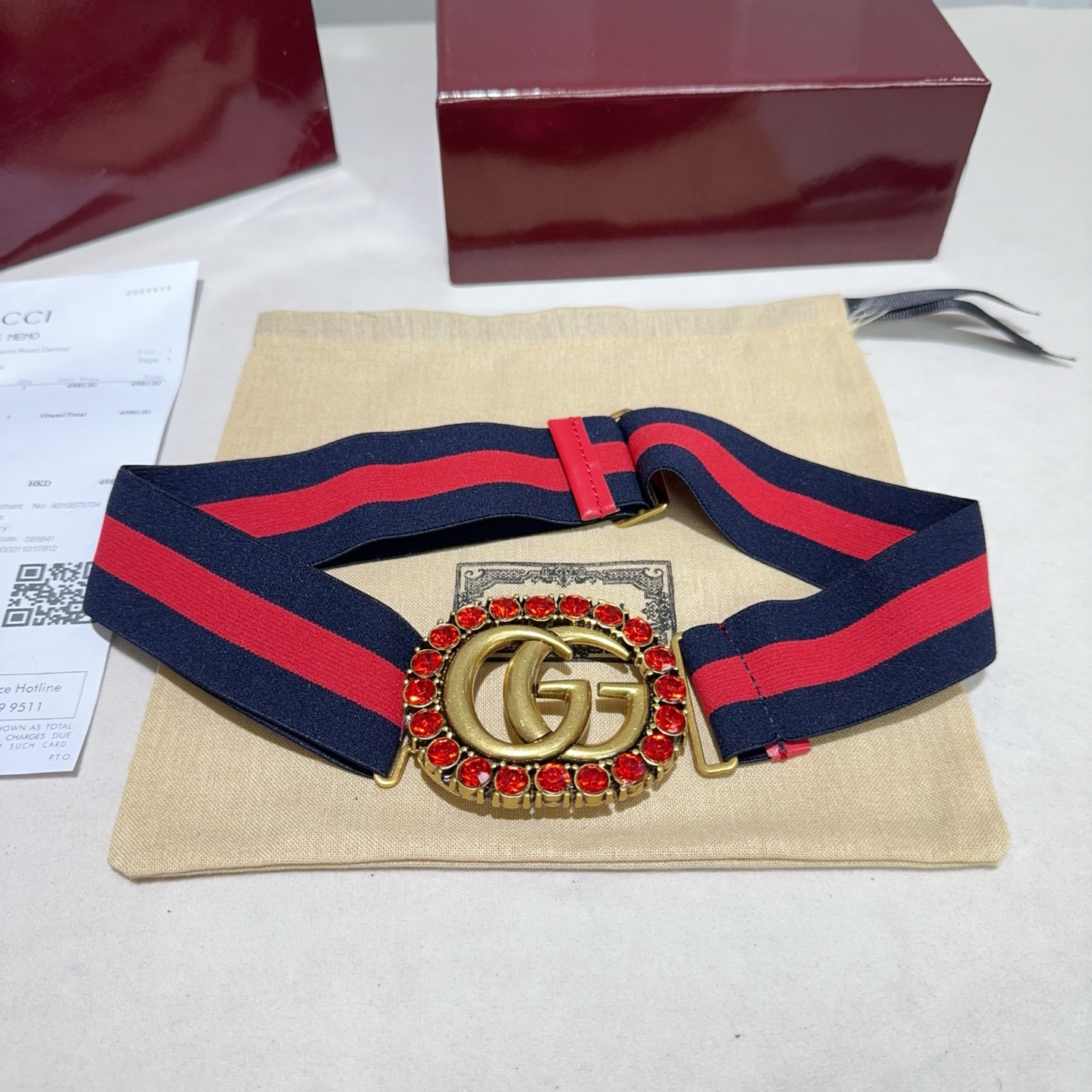[TOP] GUCCI Elastic Nylon Fabric Belt 3.8 cm - 2 Colors - 711 Luxury