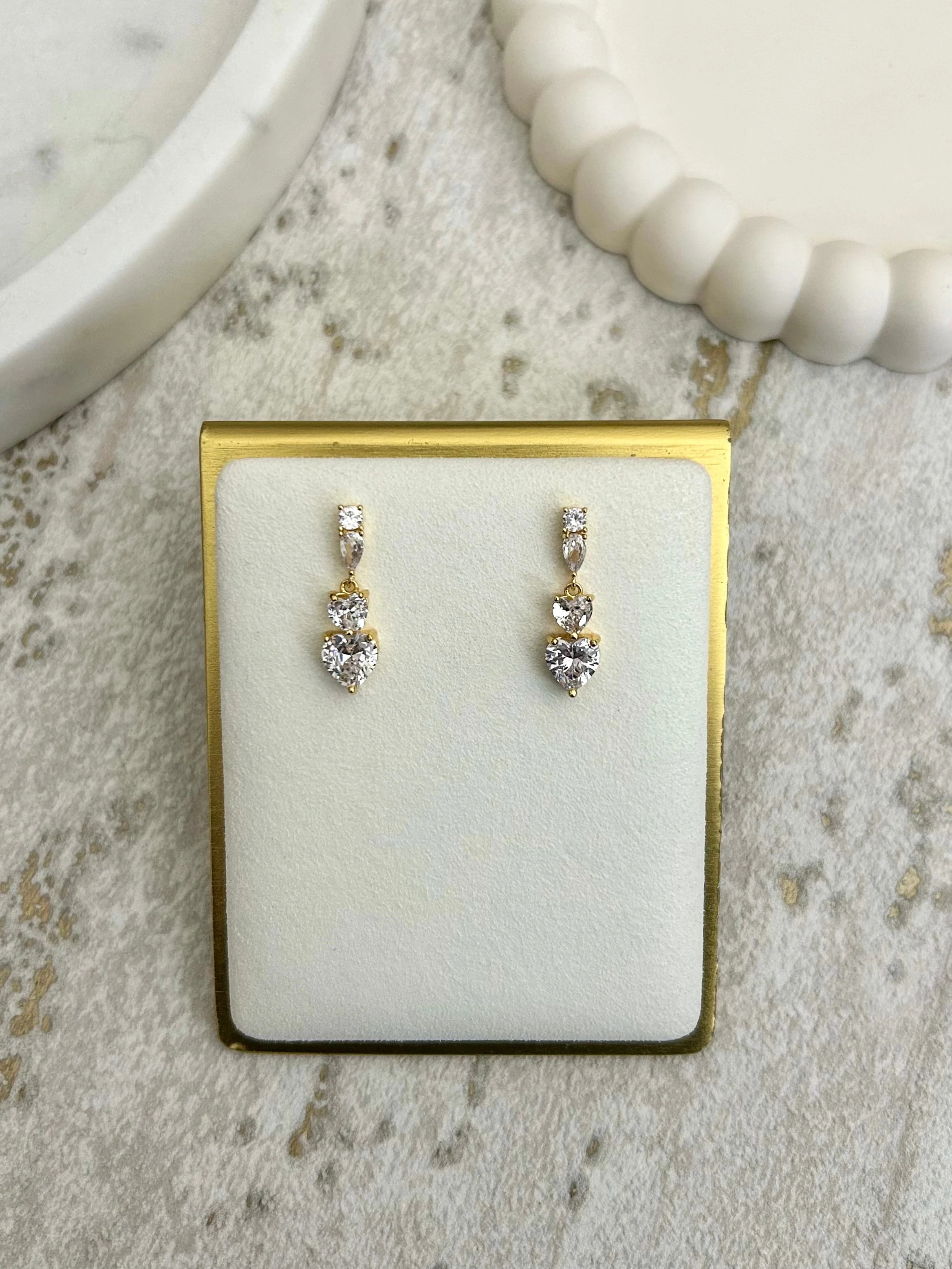 Gold Heart Drop Earrings