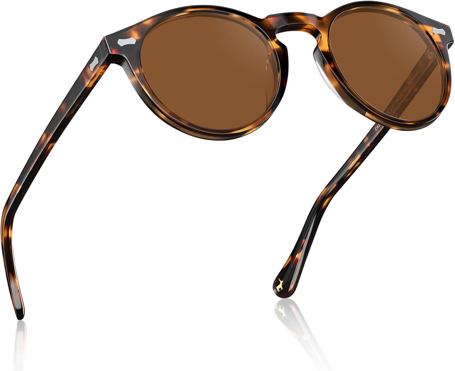 CARFIA Retro Polarized Sunglasses for Men UV400 Protection Handmade Acetate Round Frame CA5288L