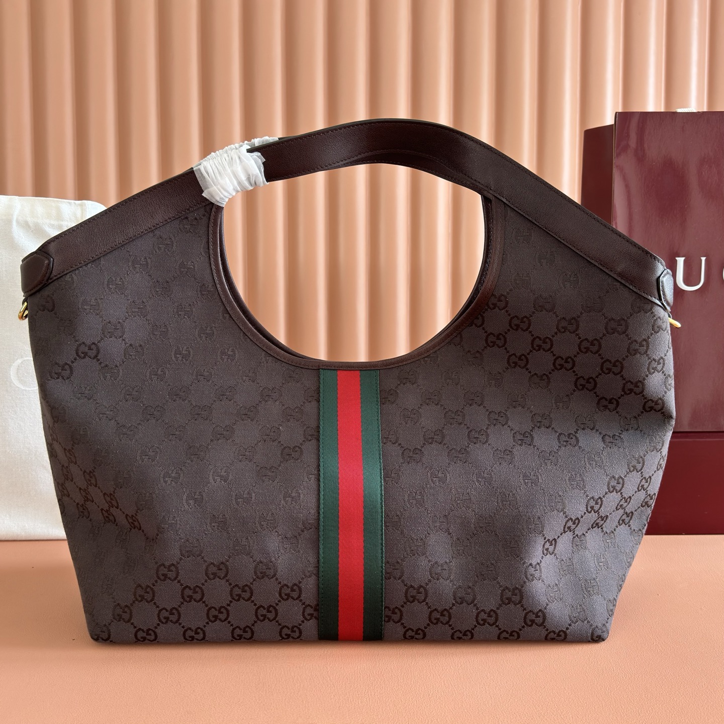 [TOP] GUCCI Giglio Tote Bag 60x47x16cm - Brown