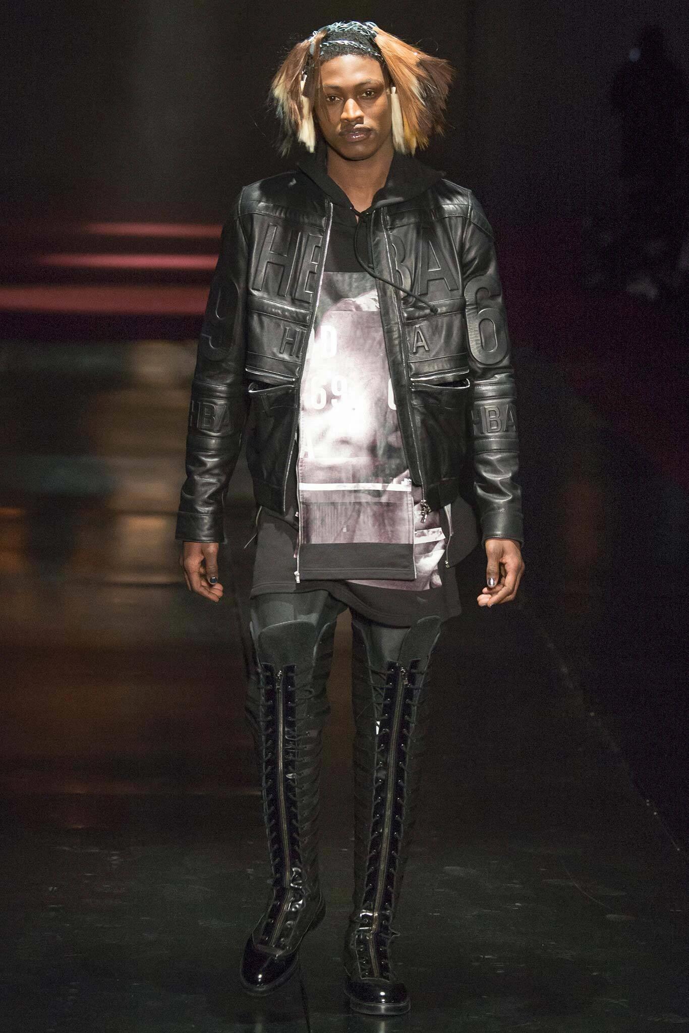 Designer black Clothing Hood By Air Leather Bomber Jacket in Black for Men#394822 View 2 | Nigo Office