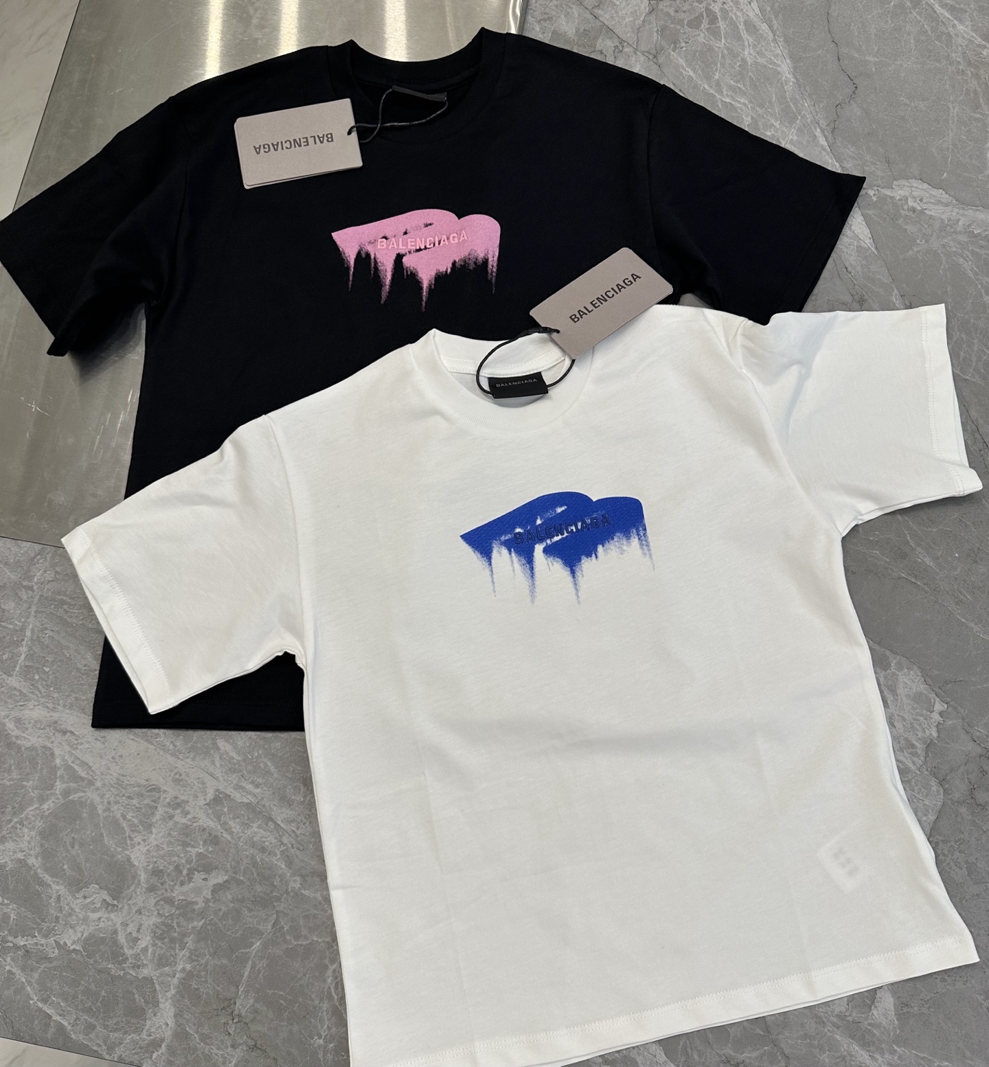 Balenciaga Unisex Kids Drip M Logo Print Embroidery Short Sleeve Cotton T-Shirt Boys Girls Summer Tee Sizes 100-150