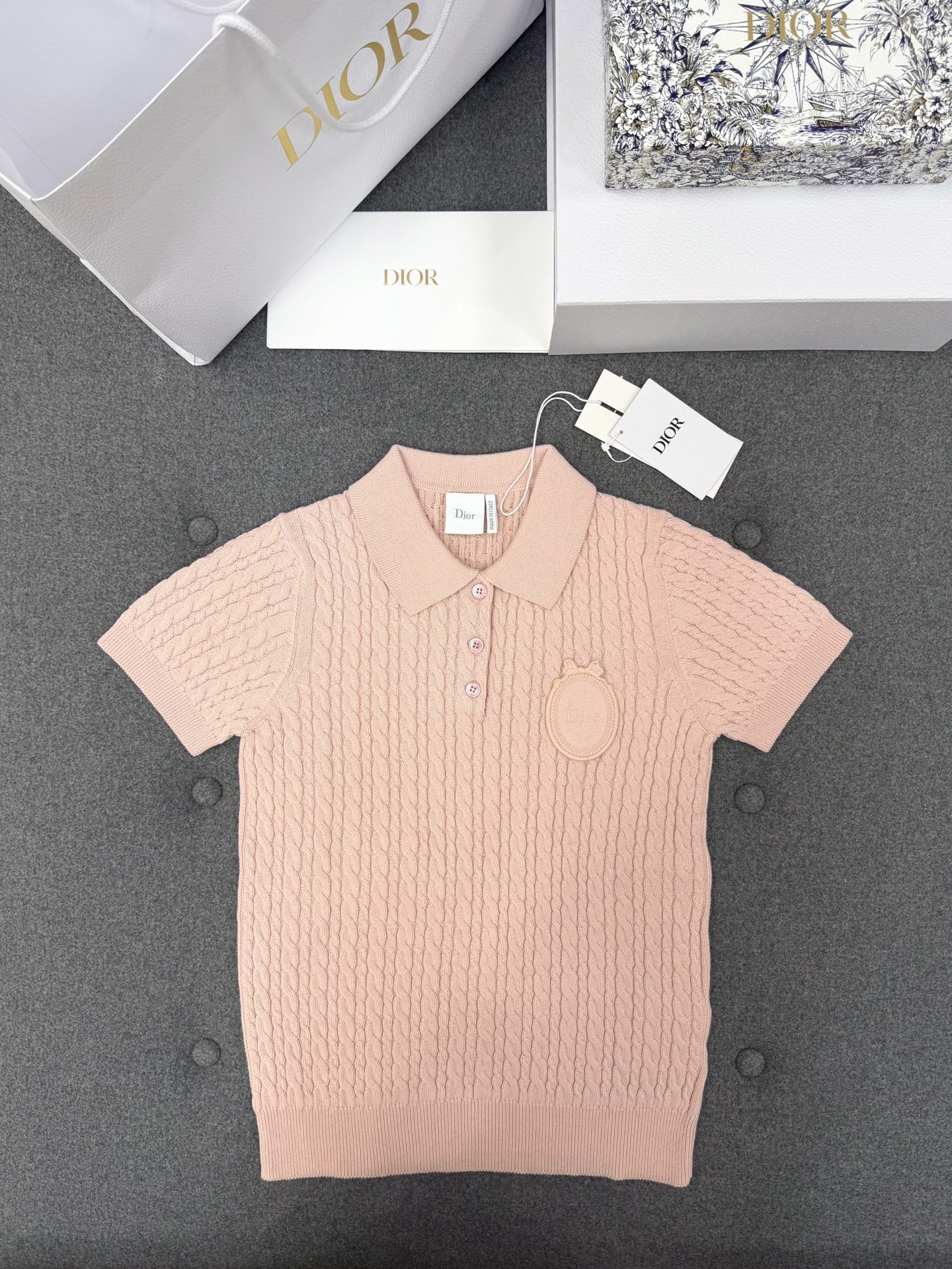 Dior blue Clothing DIOR Short-Sleeved Sweater Blue Dior Oblique Technical Jacquard #389043 View 2 | Nigo Office