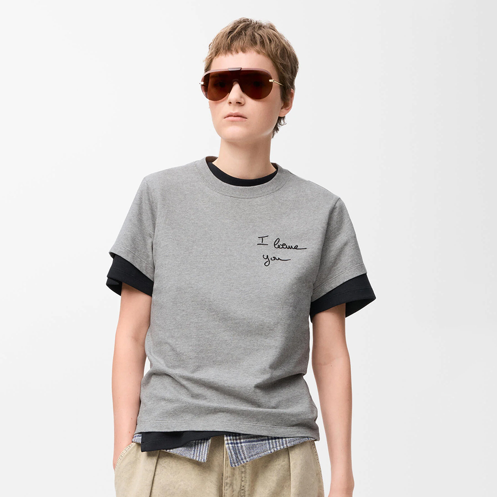 Loewe grey Clothing Loewe Regular Fit T-shirt in Cotton Grey | Nigo Office