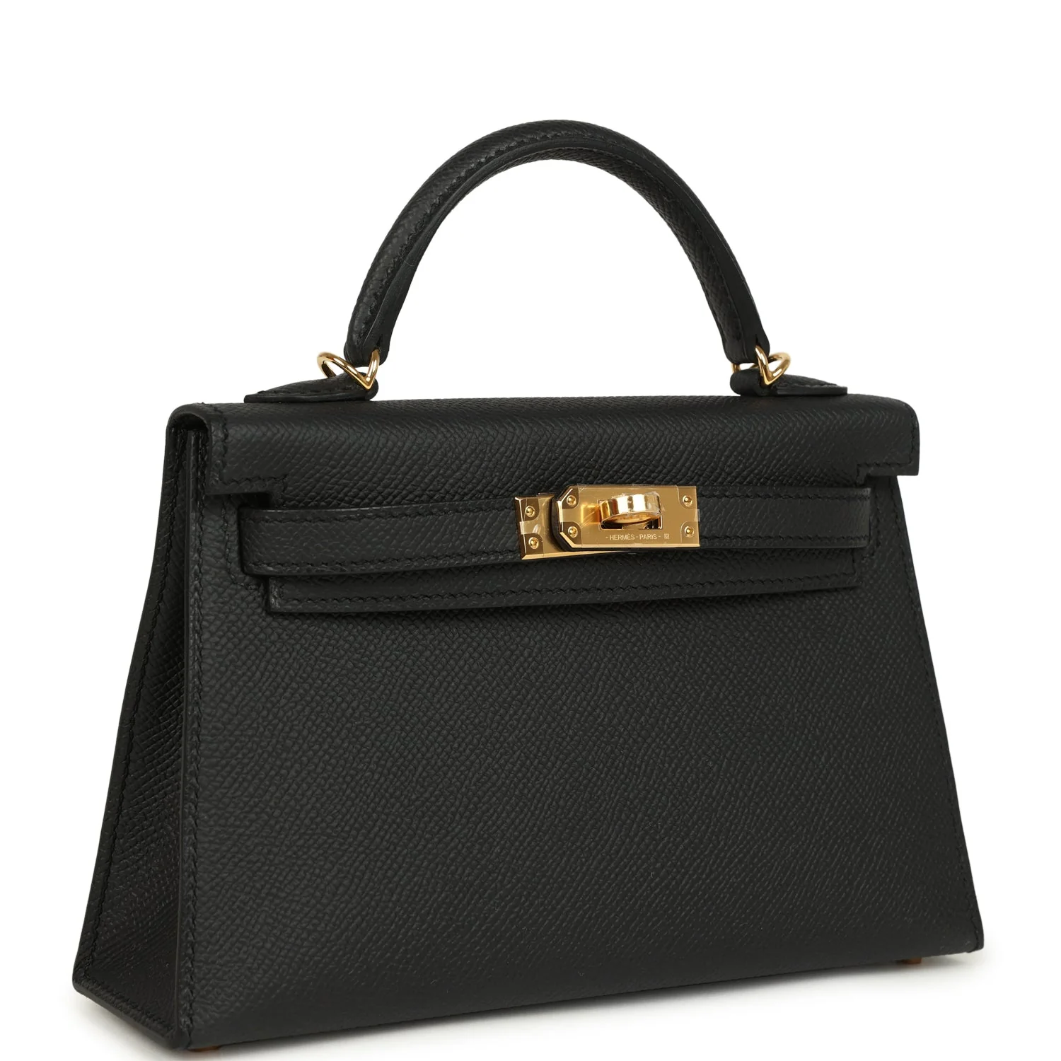 Hermes Kelly Sellier  Black Epsom Gold Hardware