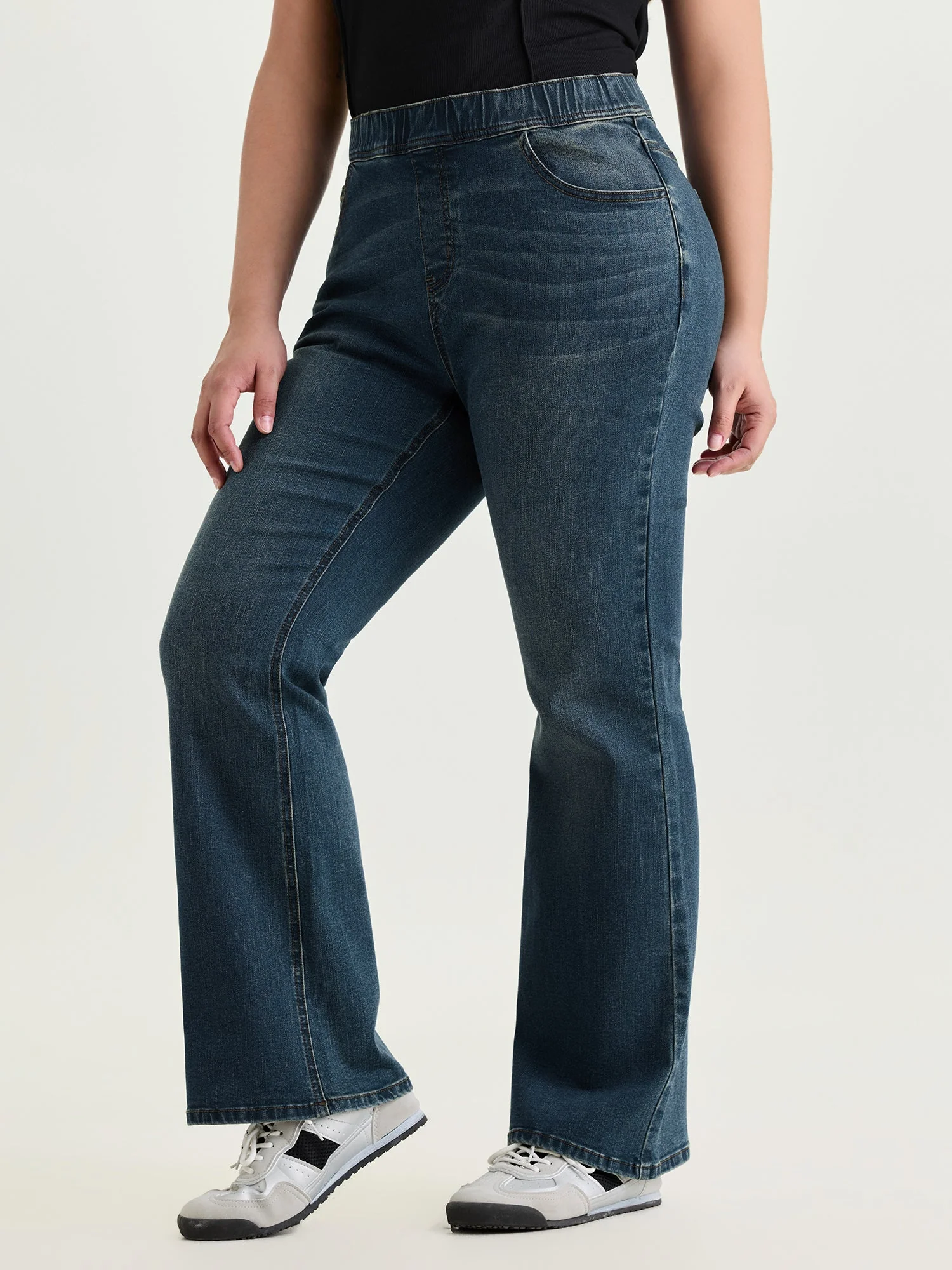 Pull-On Elastic Waistband Jeans