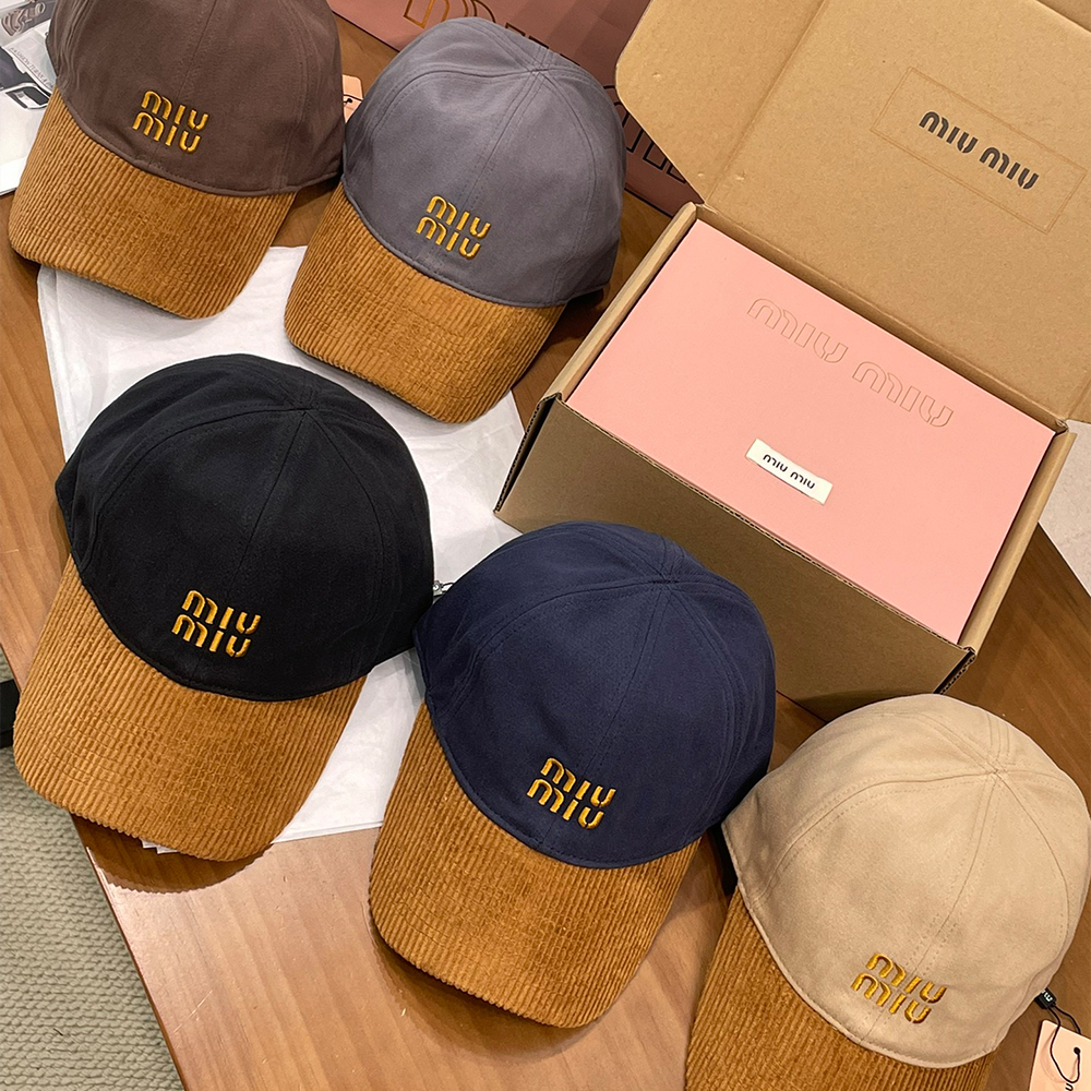 Designer Hat MiuMiu Corduroy Brim Baseball Cap #393801 | Nigo Office